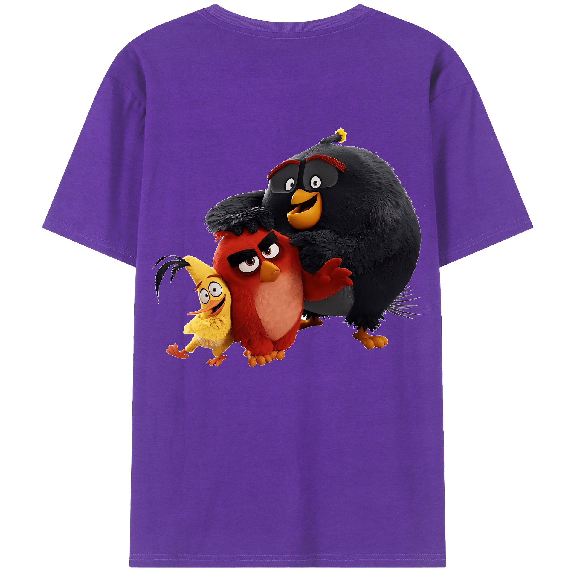 （画像用） Angry Birds アングリーバード 綿100％ メンズ半袖Tシャツ（バックプリント） 通気性