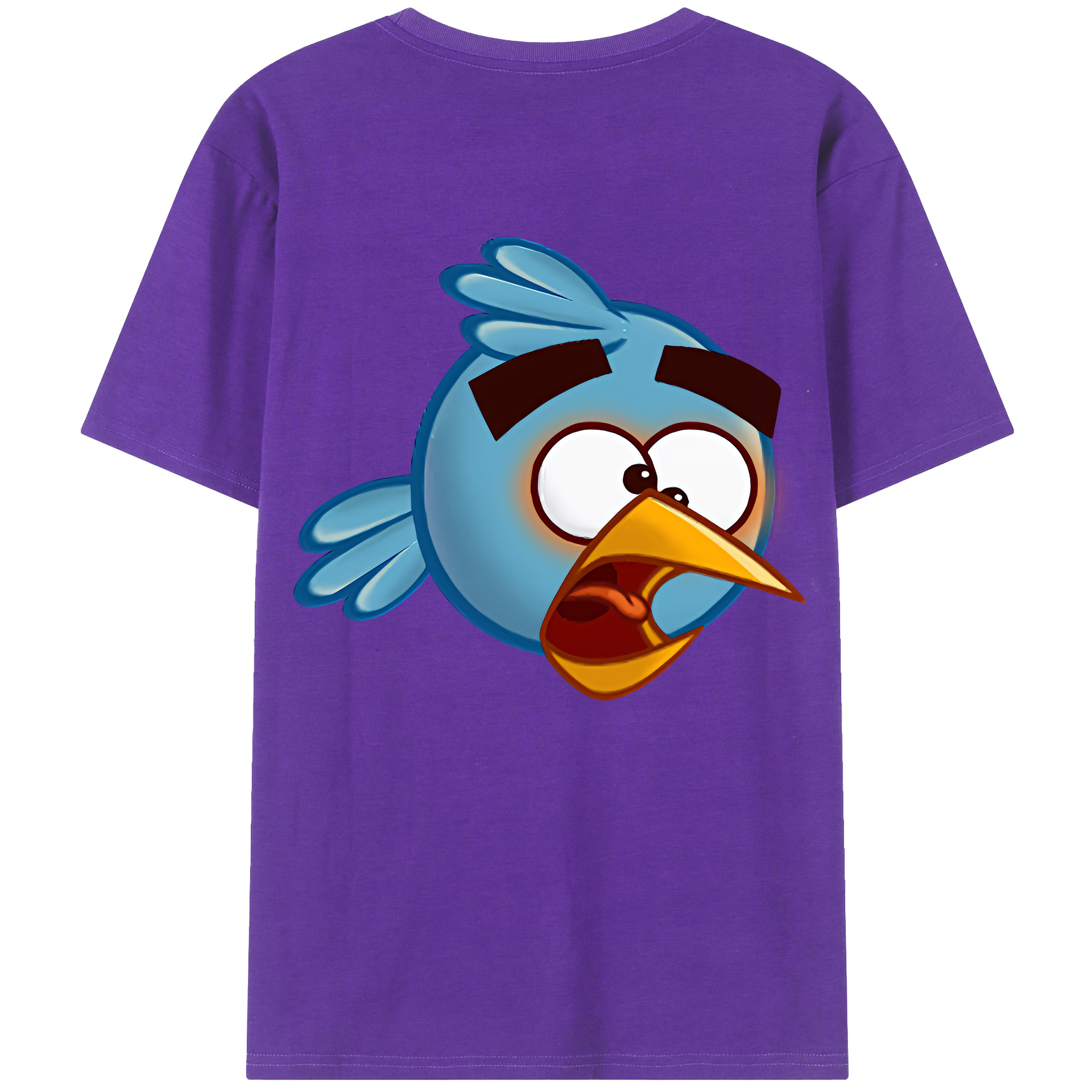 （画像用） Angry Birds アングリーバード 綿100％ メンズ半袖Tシャツ（バックプリント） 通気性