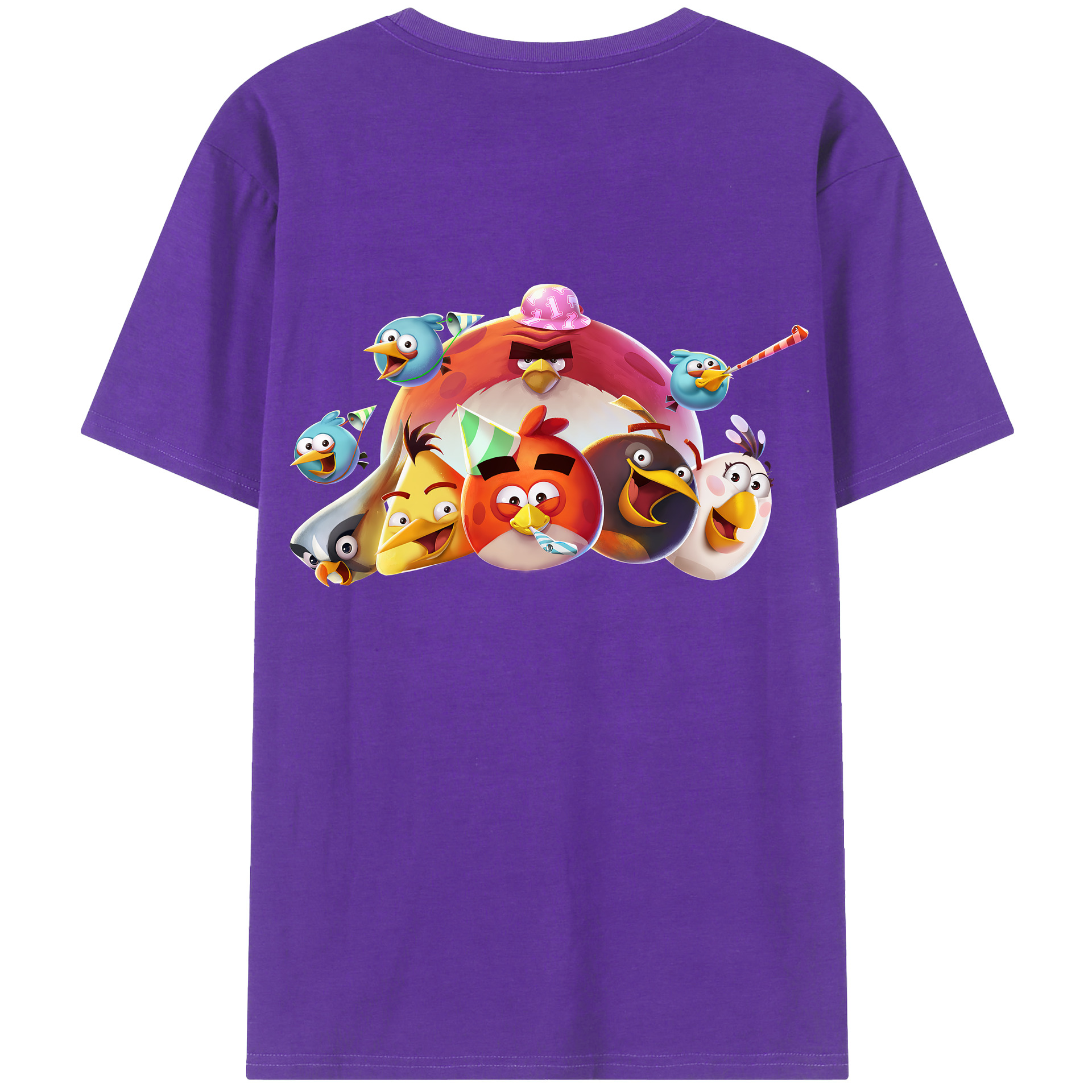 （画像用） Angry Birds アングリーバード 綿100％ メンズ半袖Tシャツ（バックプリント） 通気性