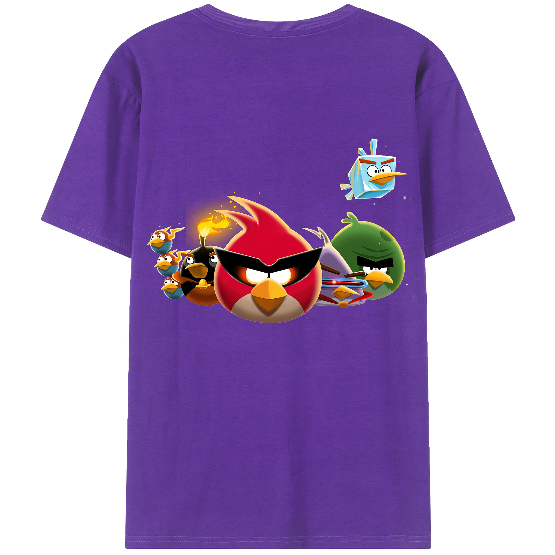 （画像用） Angry Birds アングリーバード 綿100％ メンズ半袖Tシャツ（バックプリント） 通気性