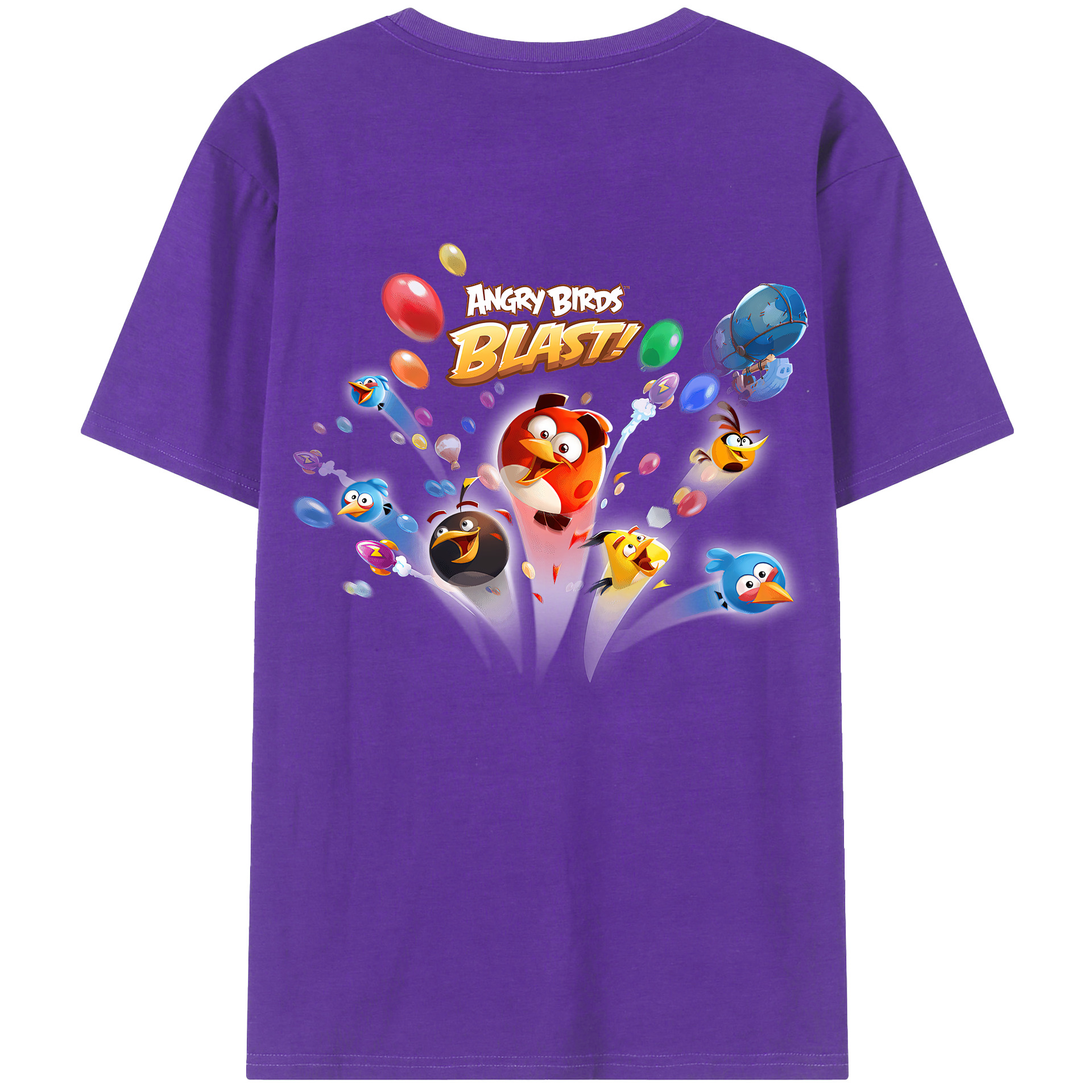 （画像用） Angry Birds アングリーバード 綿100％ メンズ半袖Tシャツ（バックプリント） 通気性