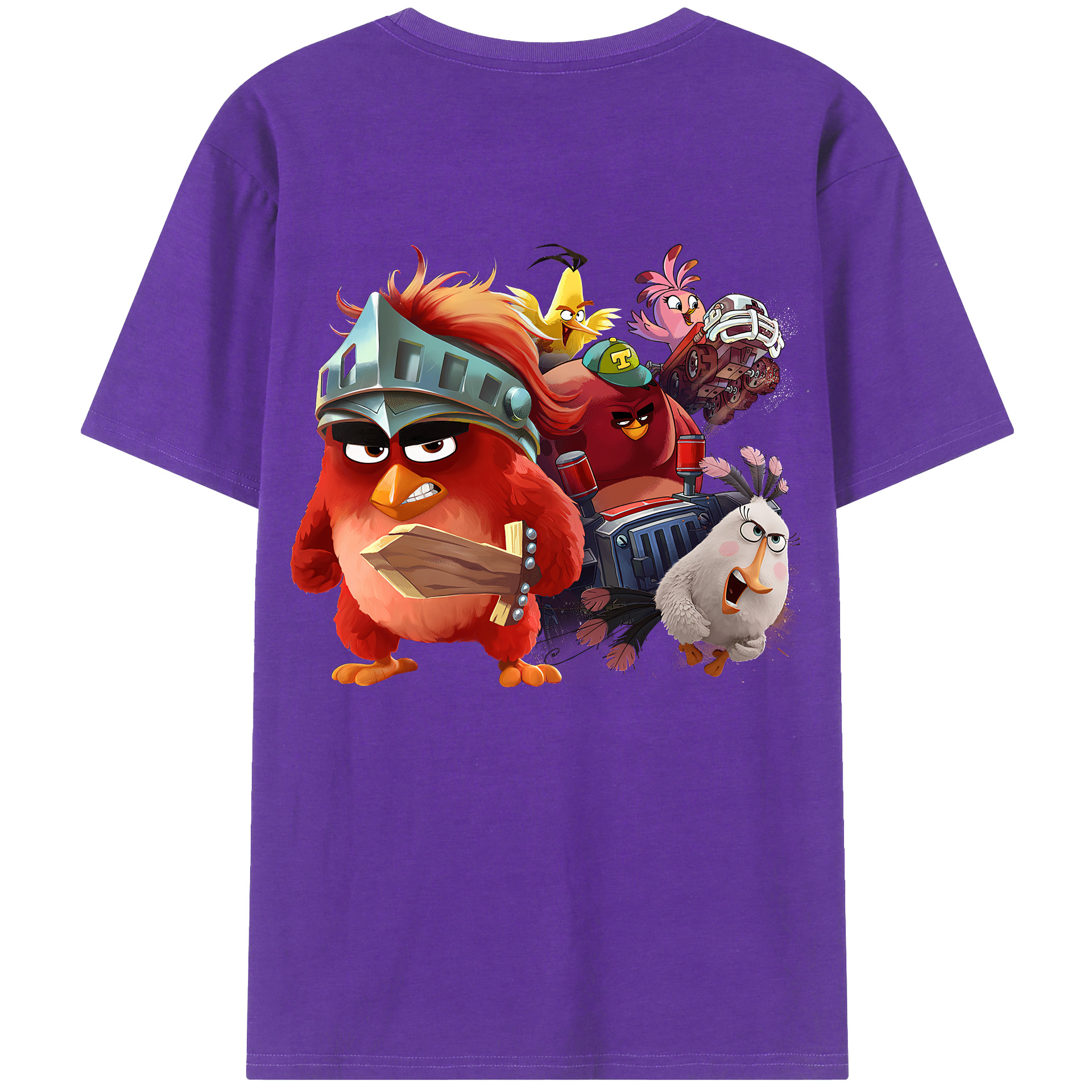 （画像用） Angry Birds アングリーバード 綿100％ メンズ半袖Tシャツ（バックプリント） 通気性