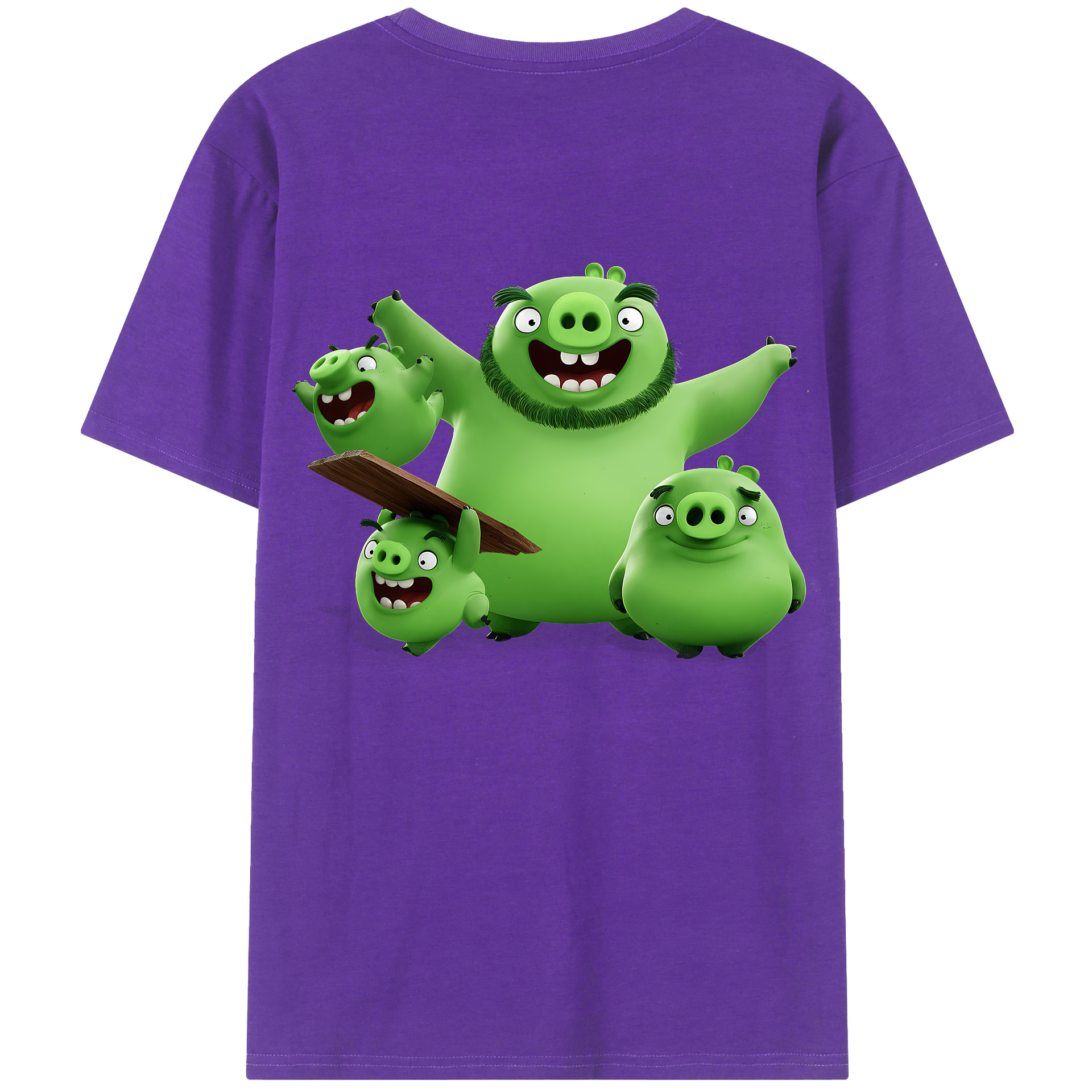（画像用） Angry Birds アングリーバード 綿100％ メンズ半袖Tシャツ（バックプリント） 通気性