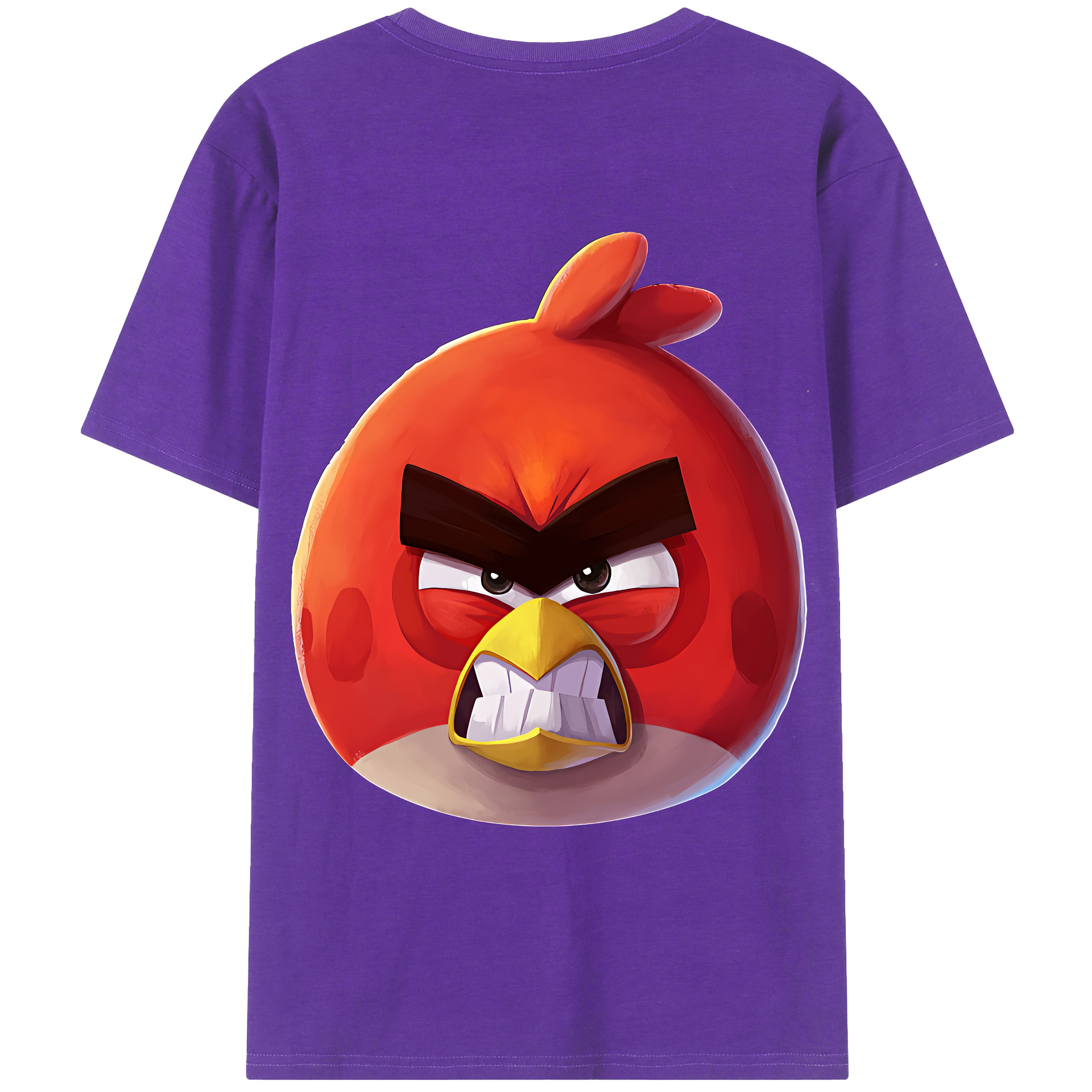 （画像用） Angry Birds アングリーバード 綿100％ メンズ半袖Tシャツ（バックプリント） 通気性