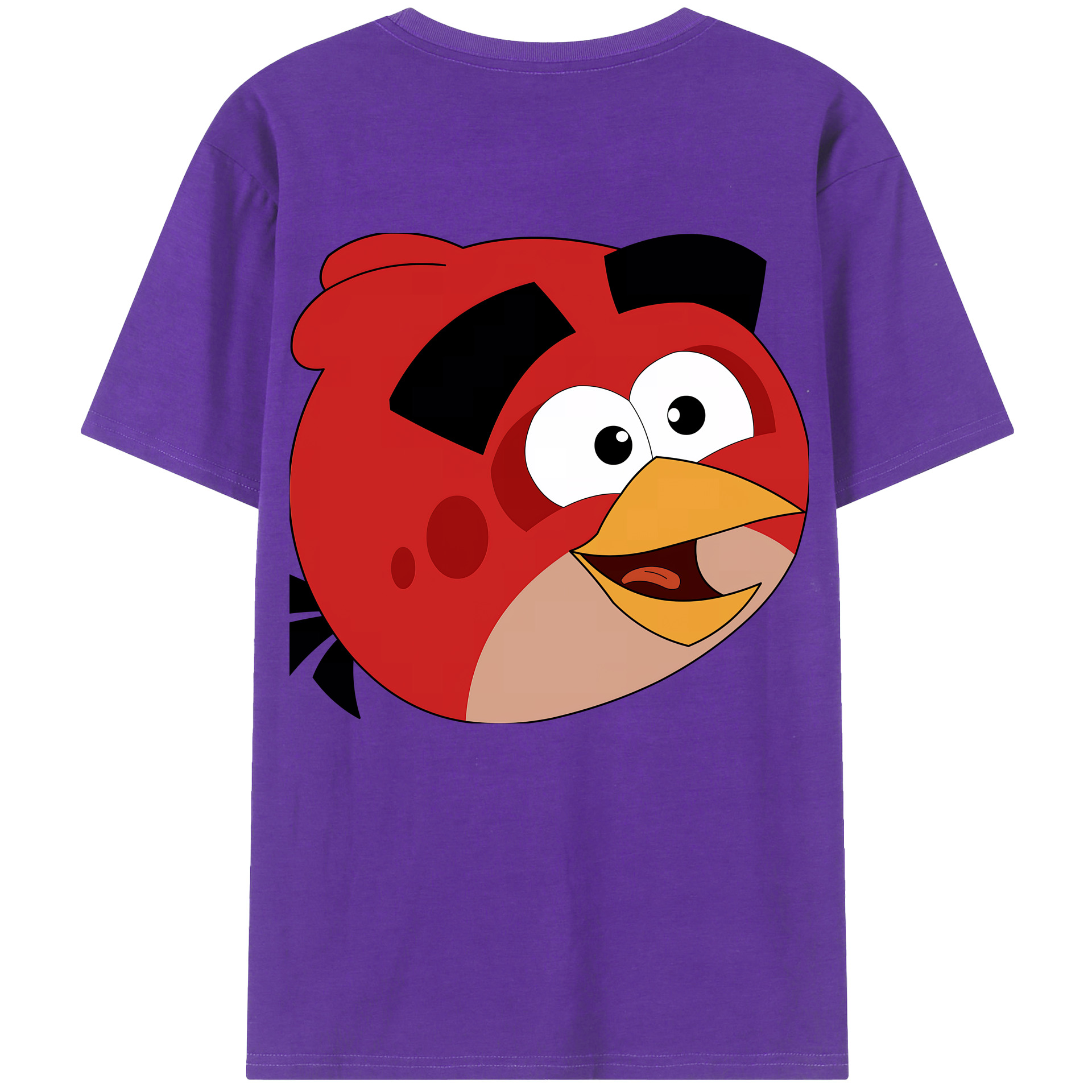（画像用） Angry Birds アングリーバード 綿100％ メンズ半袖Tシャツ（バックプリント） 通気性