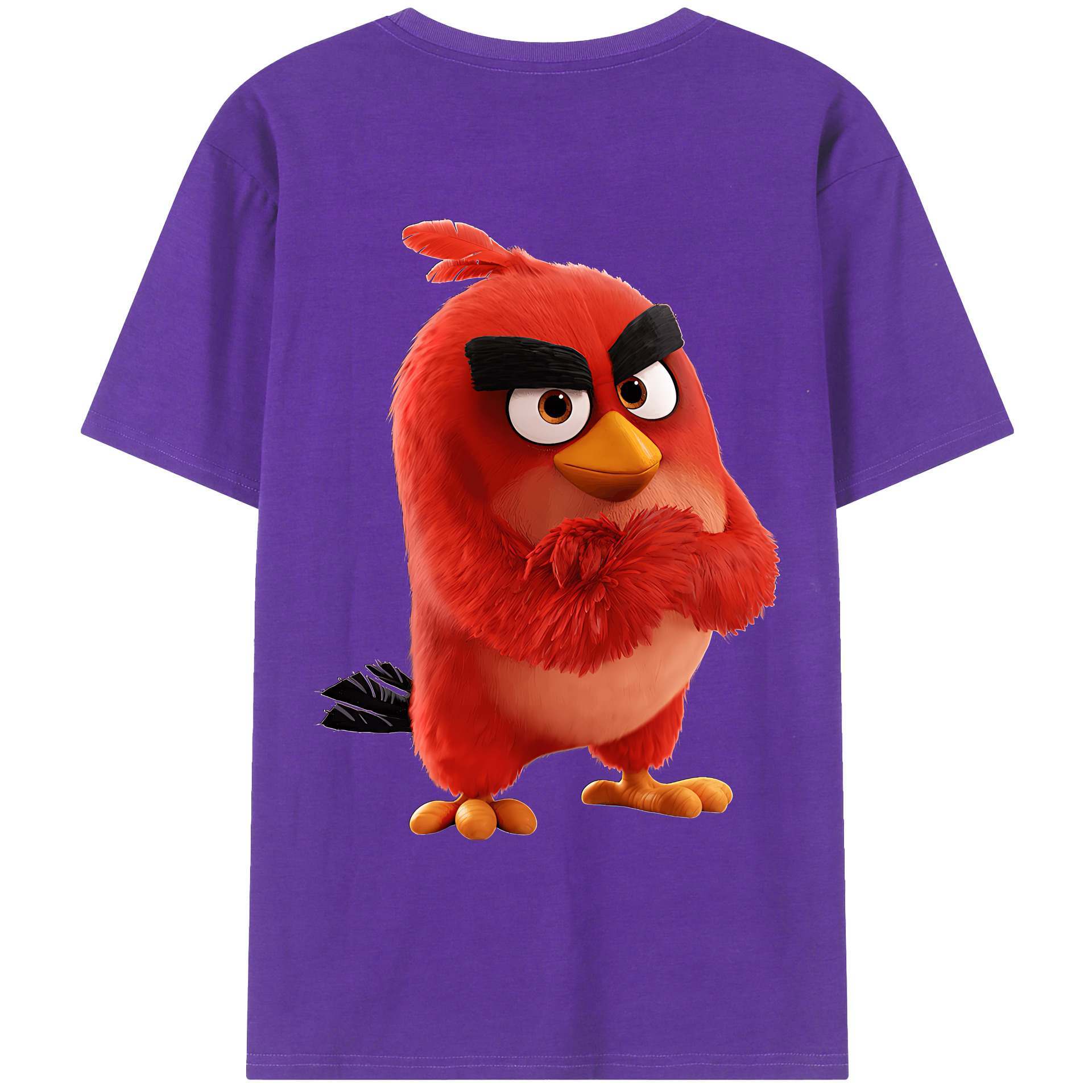 （画像用） Angry Birds アングリーバード 綿100％ メンズ半袖Tシャツ（バックプリント） 通気性