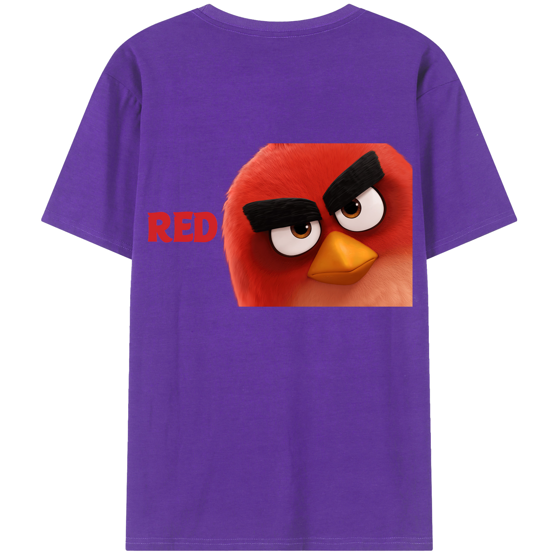 （画像用） Angry Birds アングリーバード 綿100％ メンズ半袖Tシャツ（バックプリント） 通気性