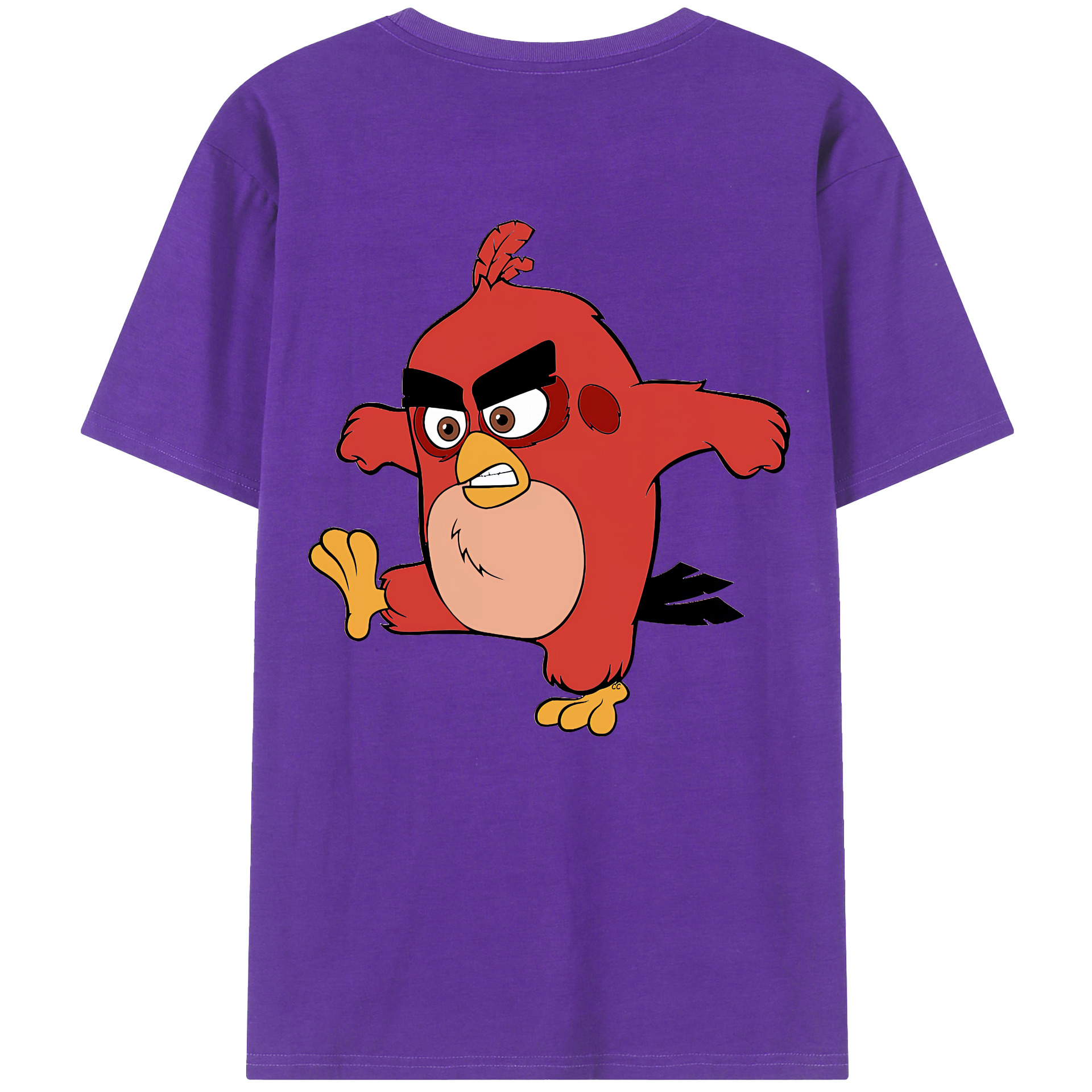 （画像用） Angry Birds アングリーバード 綿100％ メンズ半袖Tシャツ（バックプリント） 通気性