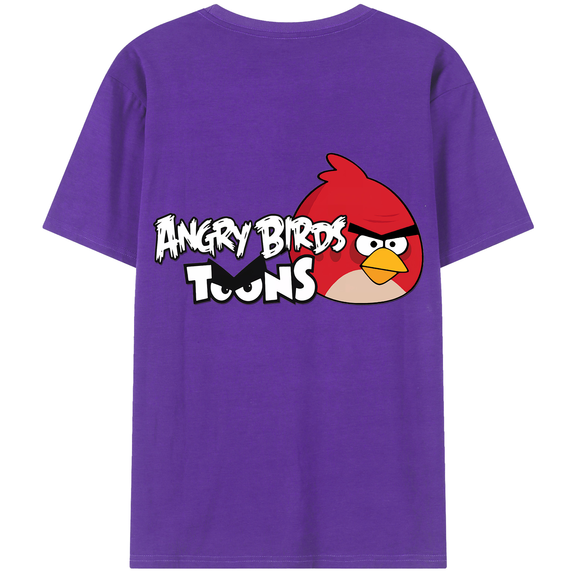 （画像用） Angry Birds アングリーバード 綿100％ メンズ半袖Tシャツ（バックプリント） 通気性