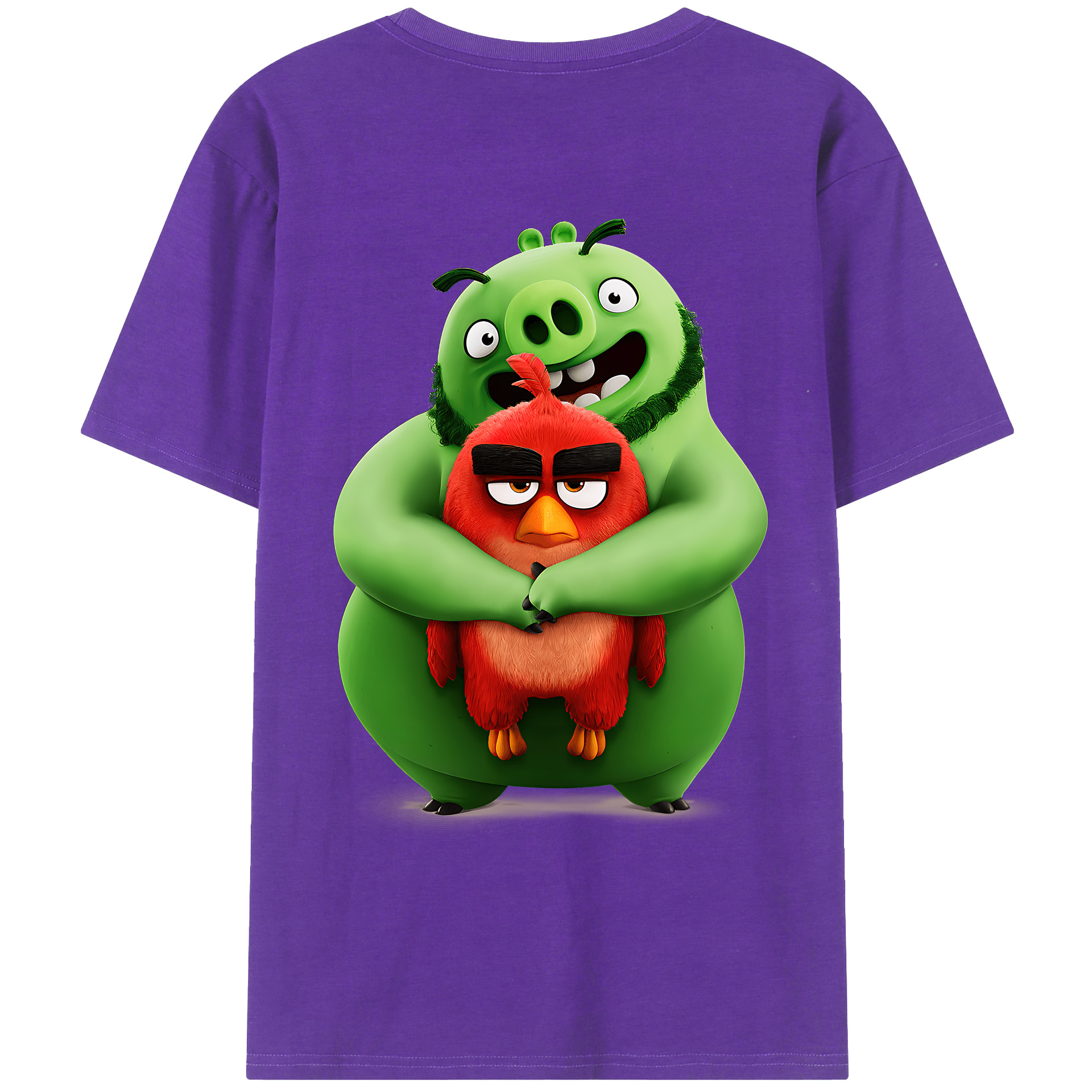 （画像用） Angry Birds アングリーバード 綿100％ メンズ半袖Tシャツ（バックプリント） 通気性