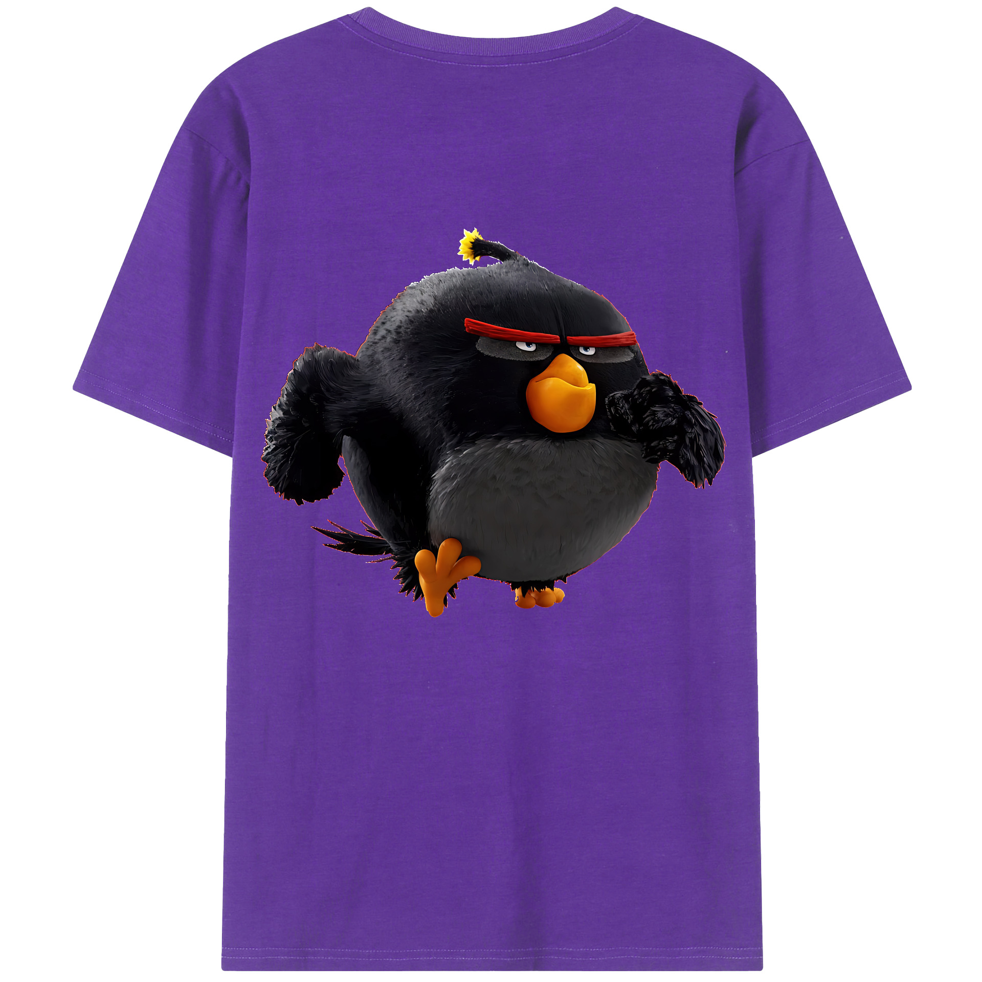 （画像用） Angry Birds アングリーバード 綿100％ メンズ半袖Tシャツ（バックプリント） 通気性