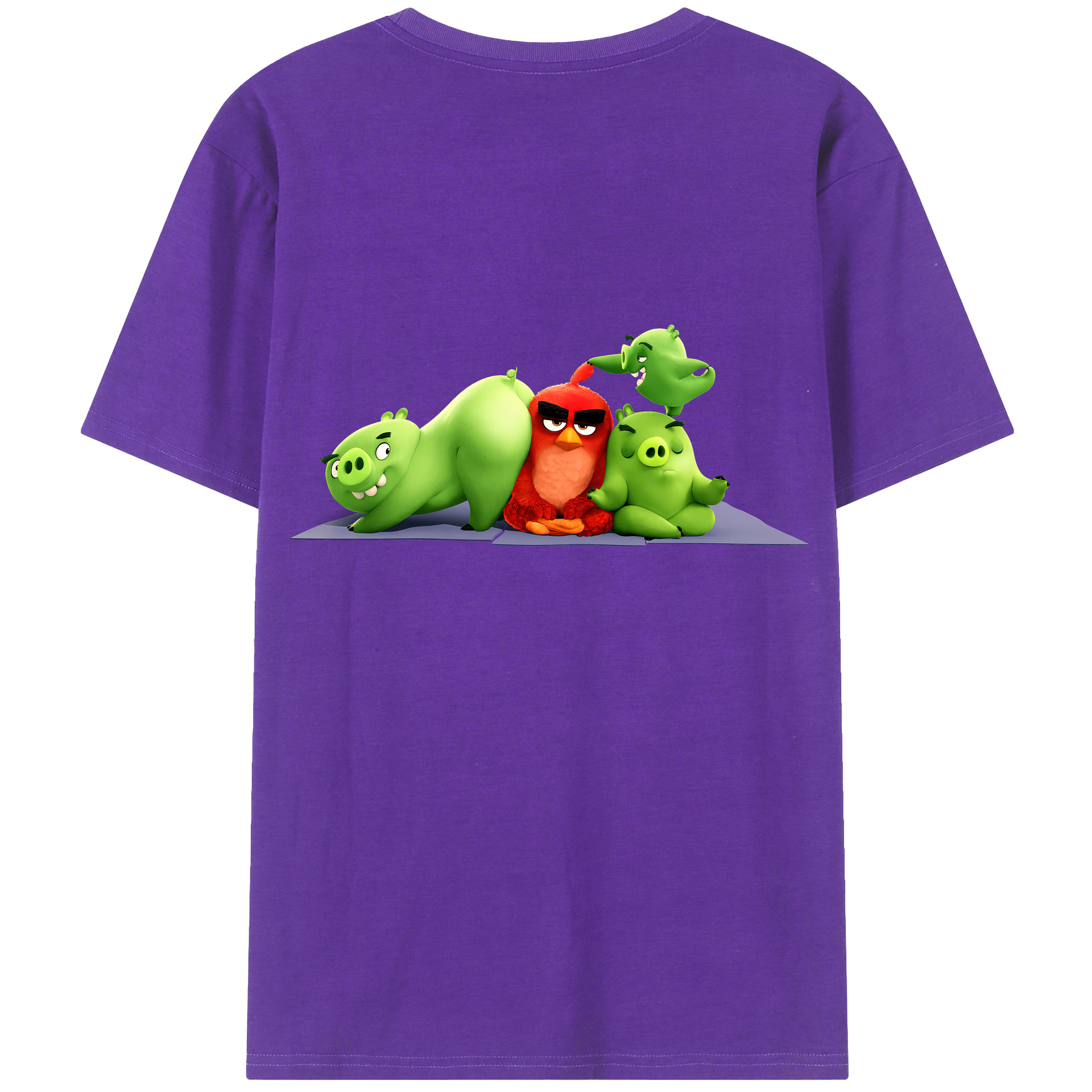 （画像用） Angry Birds アングリーバード 綿100％ メンズ半袖Tシャツ（バックプリント） 通気性