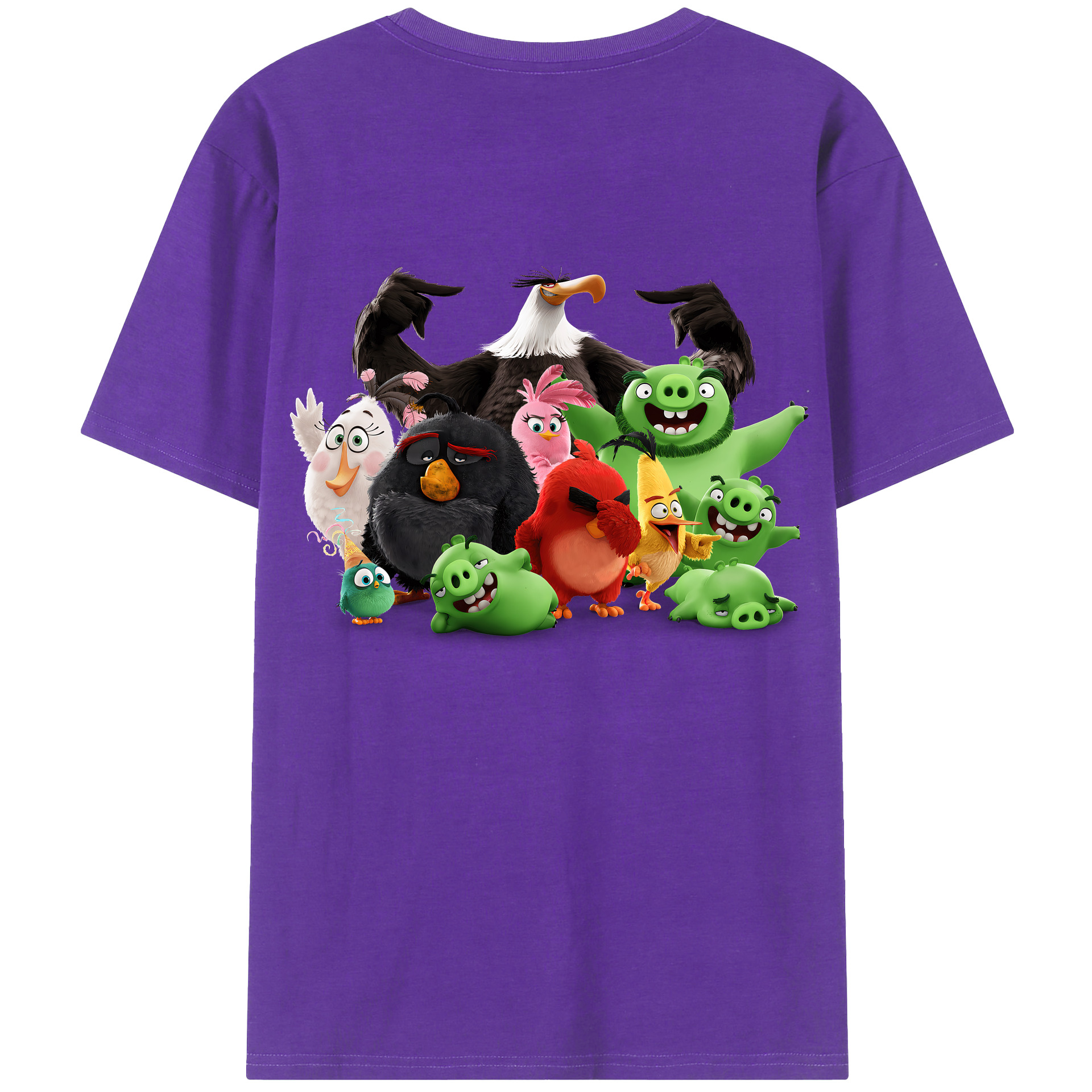（画像用） Angry Birds アングリーバード 綿100％ メンズ半袖Tシャツ（バックプリント） 通気性