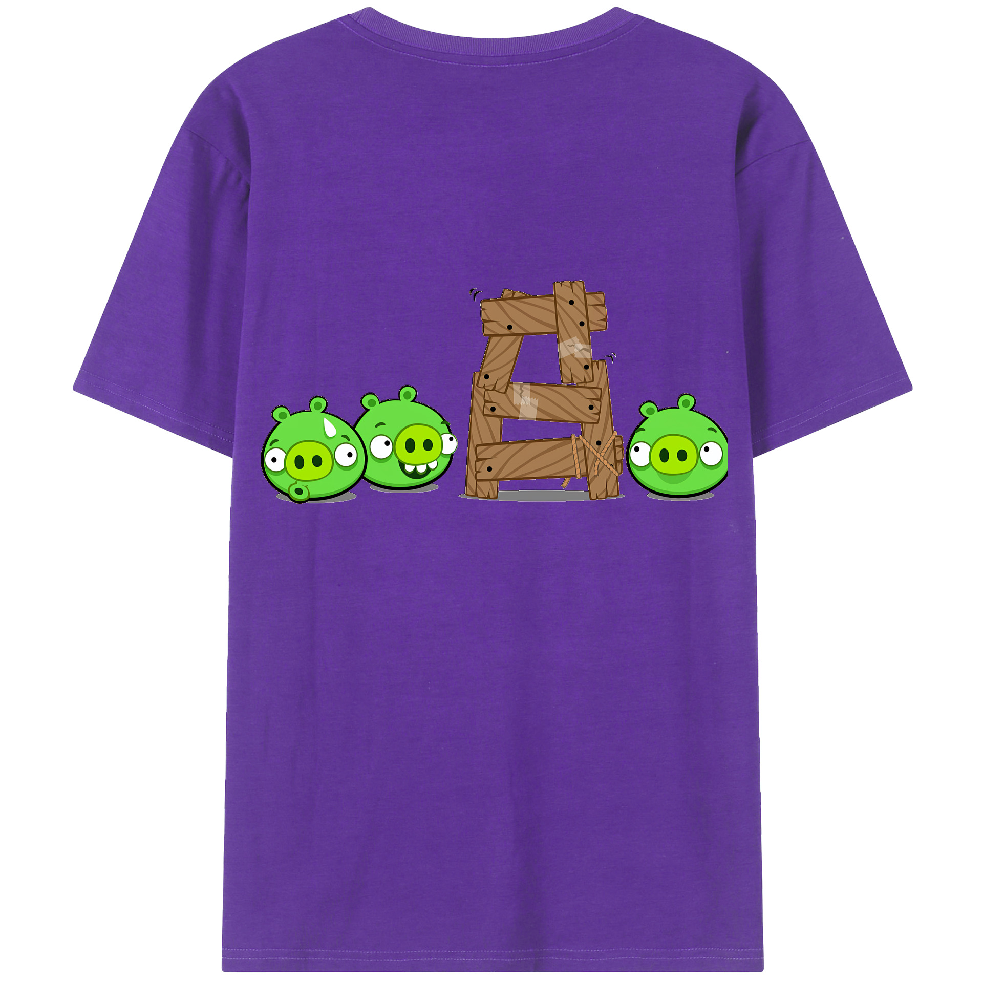 （画像用） Angry Birds アングリーバード 綿100％ メンズ半袖Tシャツ（バックプリント） 通気性