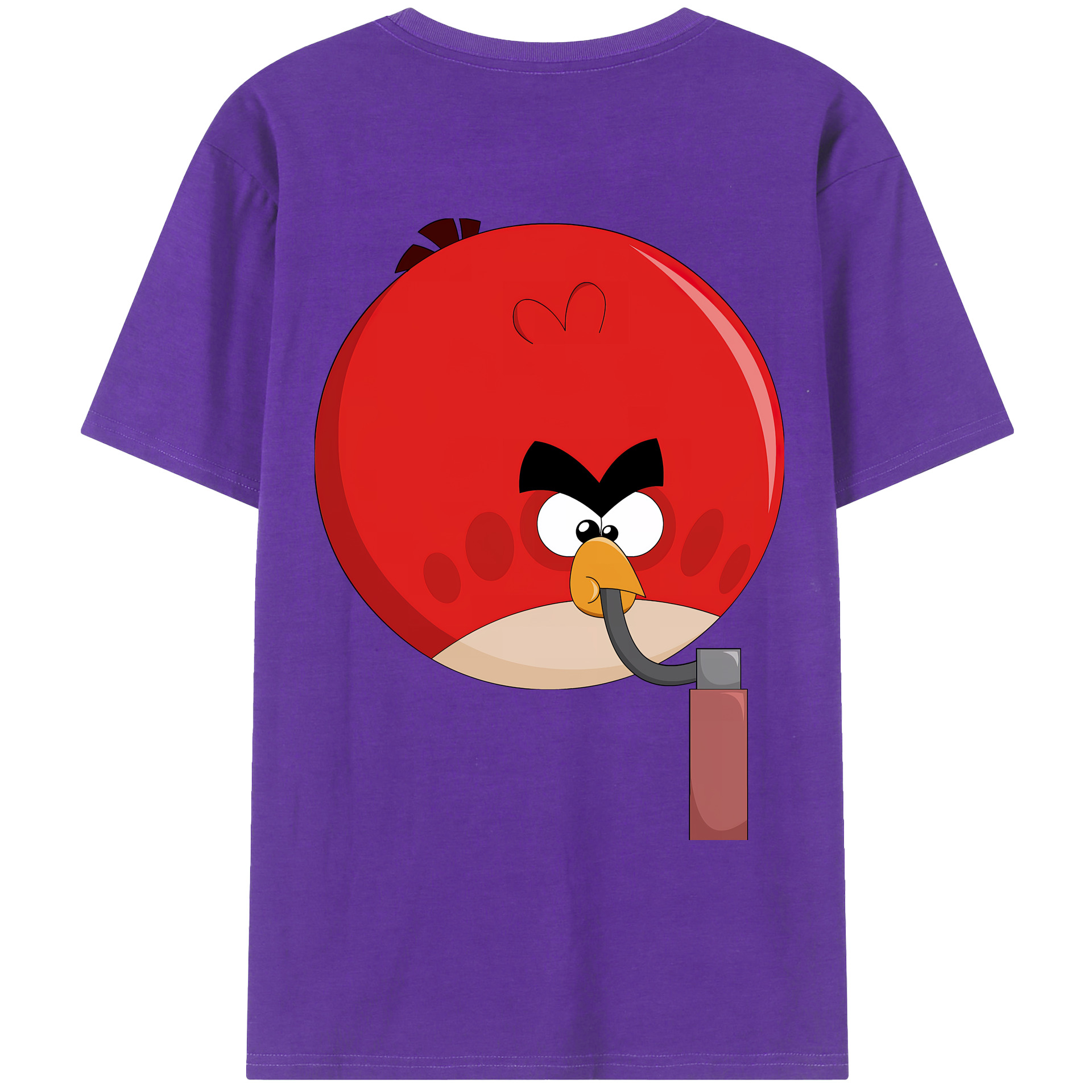 （画像用） Angry Birds アングリーバード 綿100％ メンズ半袖Tシャツ（バックプリント） 通気性