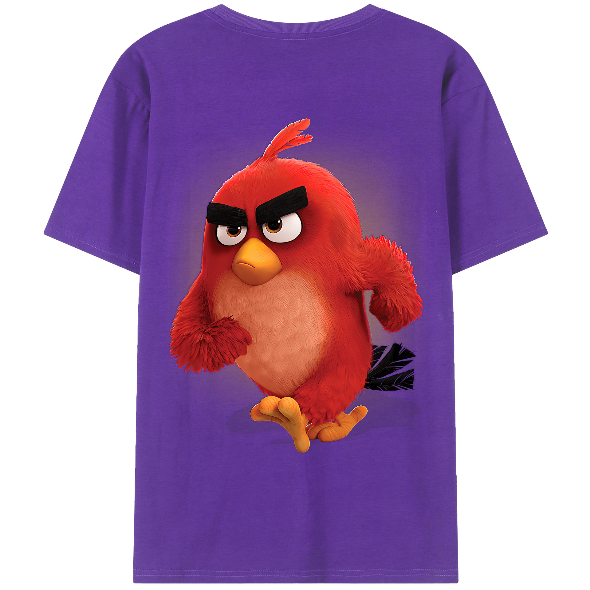 （画像用） Angry Birds アングリーバード 綿100％ メンズ半袖Tシャツ（バックプリント） 通気性