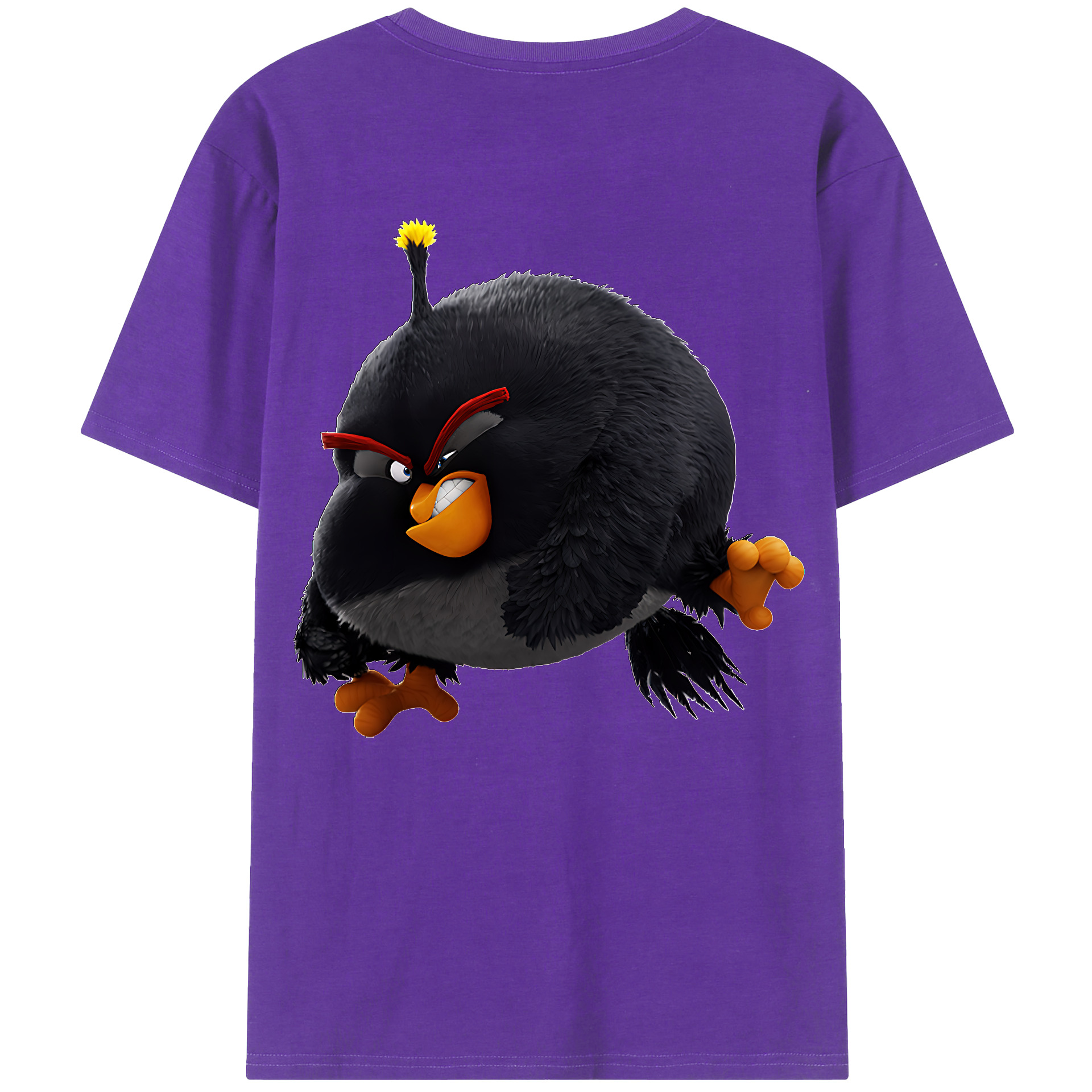 （画像用） Angry Birds アングリーバード 綿100％ メンズ半袖Tシャツ（バックプリント） 通気性