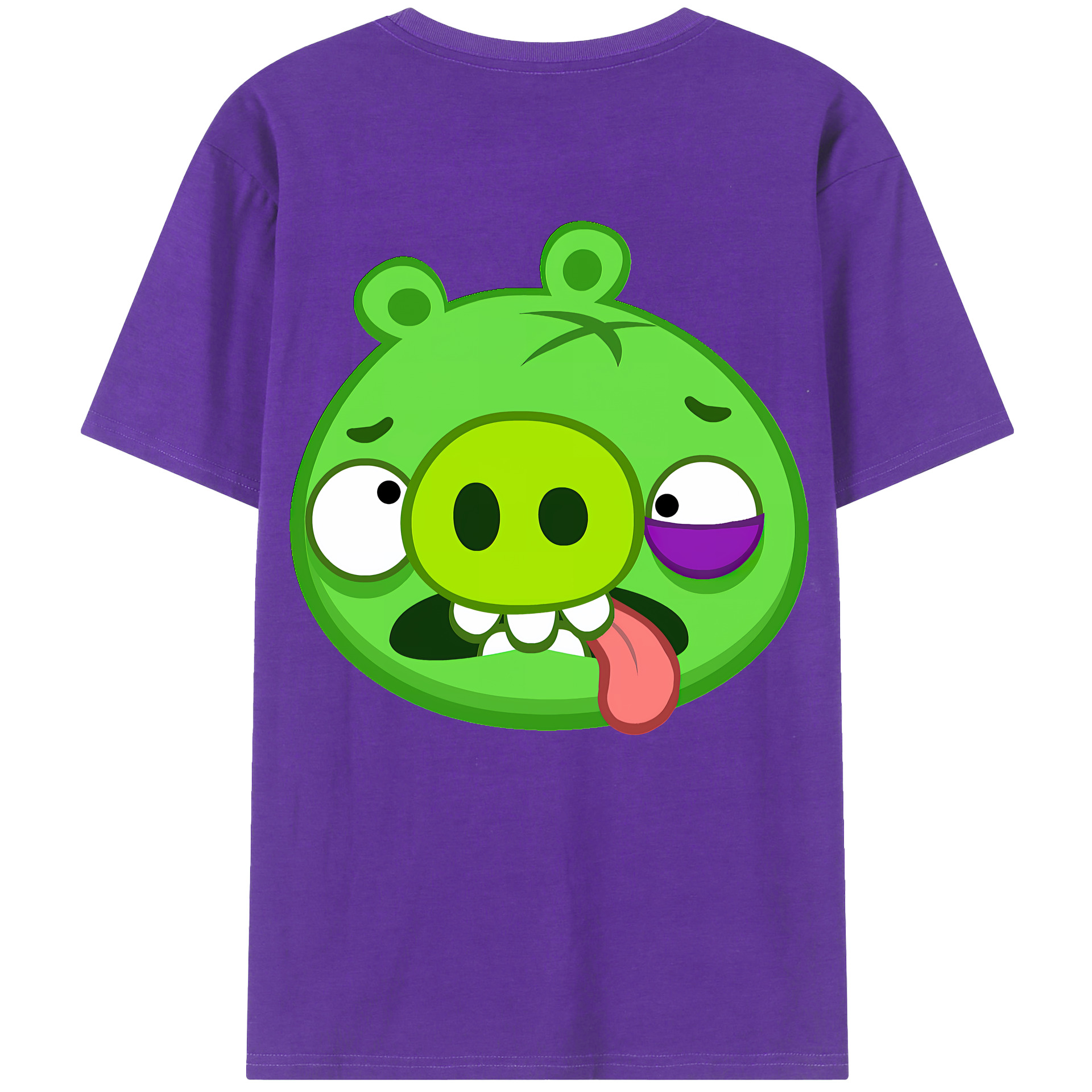 （画像用） Angry Birds アングリーバード 綿100％ メンズ半袖Tシャツ（バックプリント） 通気性