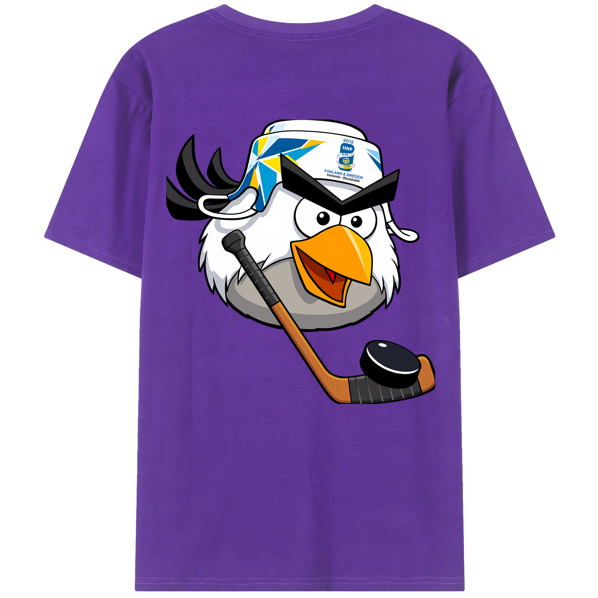 （画像用） Angry Birds アングリーバード 綿100％ メンズ半袖Tシャツ（バックプリント） 通気性