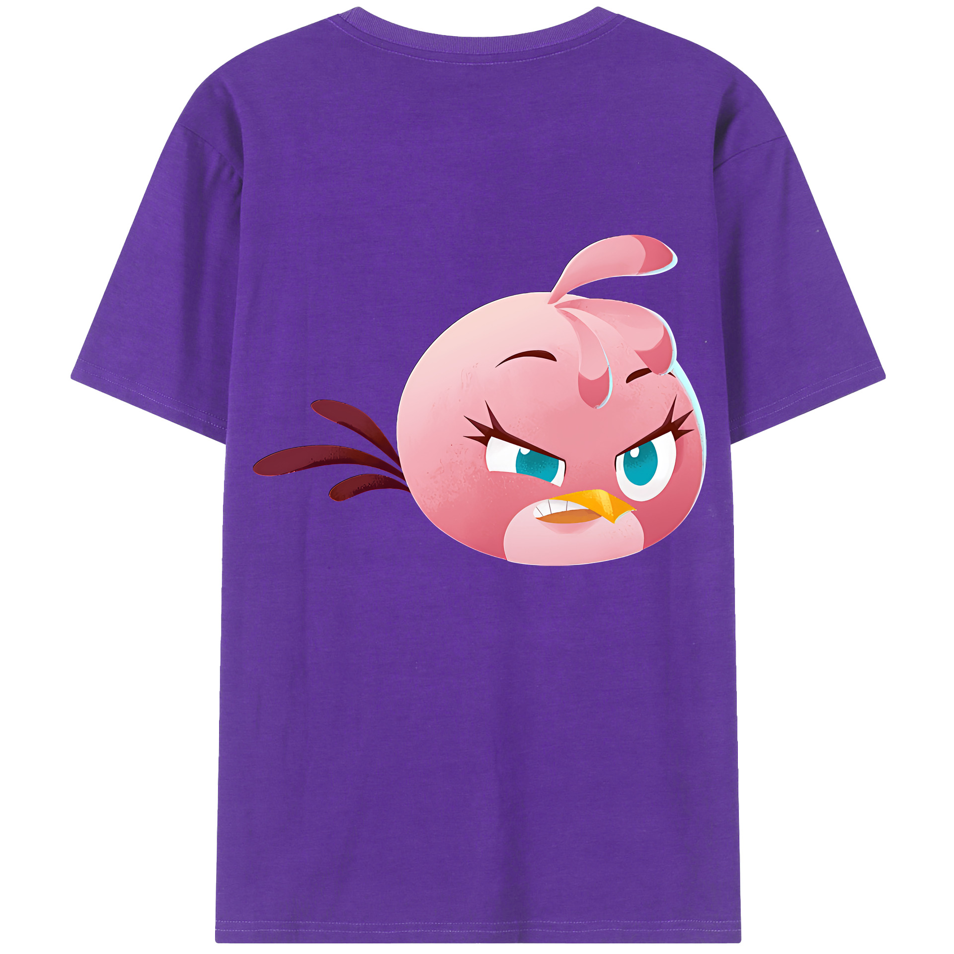 （画像用） Angry Birds アングリーバード 綿100％ メンズ半袖Tシャツ（バックプリント） 通気性
