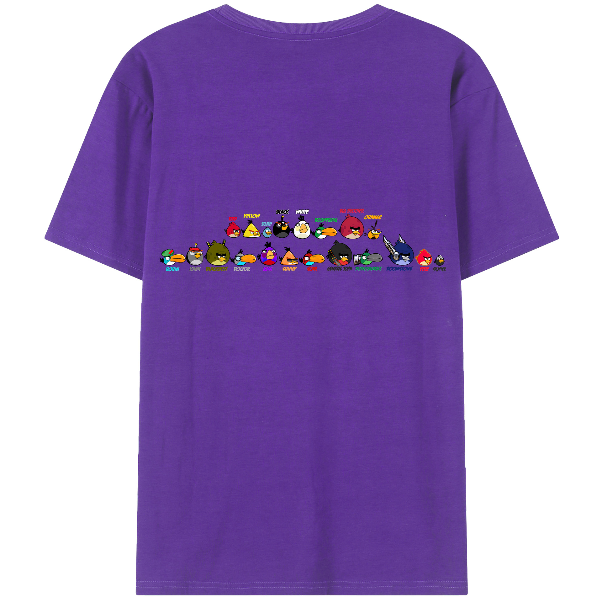 （画像用） Angry Birds アングリーバード 綿100％ メンズ半袖Tシャツ（バックプリント） 通気性