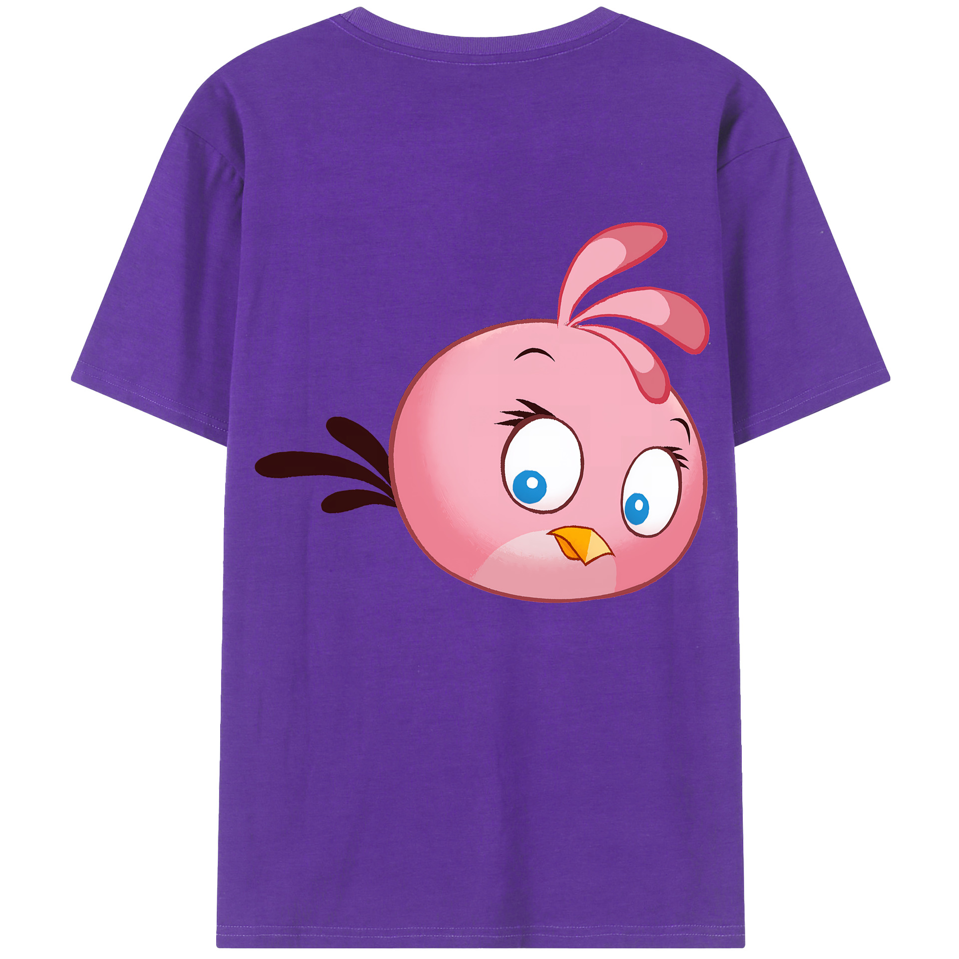 （画像用） Angry Birds アングリーバード 綿100％ メンズ半袖Tシャツ（バックプリント） 通気性