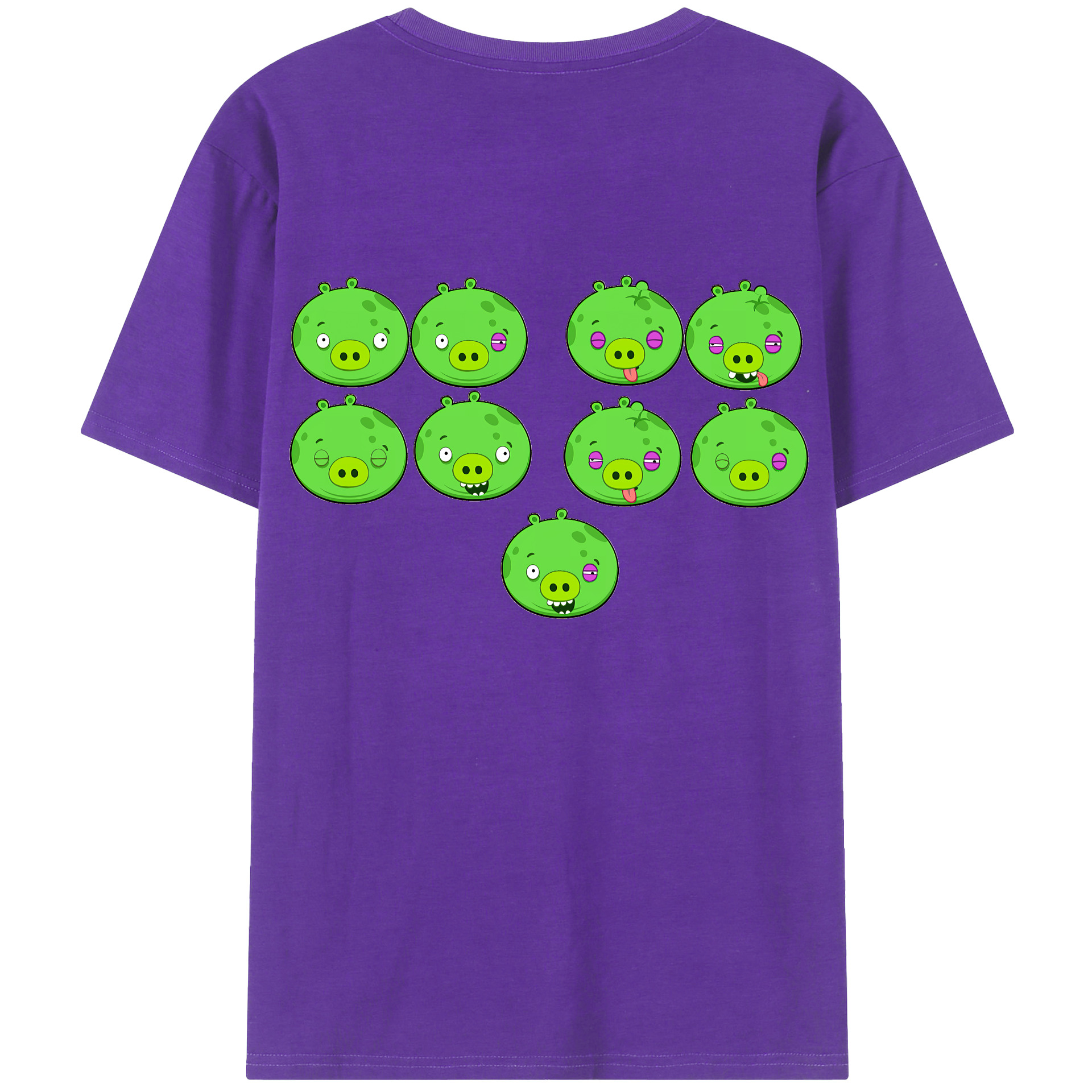 （画像用） Angry Birds アングリーバード 綿100％ メンズ半袖Tシャツ（バックプリント） 通気性