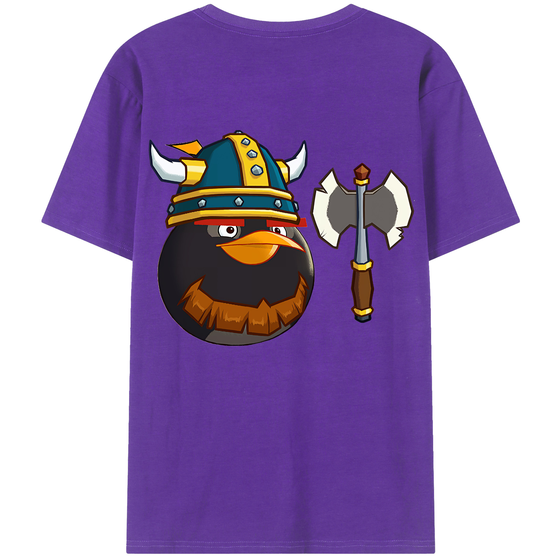 （画像用） Angry Birds アングリーバード 綿100％ メンズ半袖Tシャツ（バックプリント） 通気性