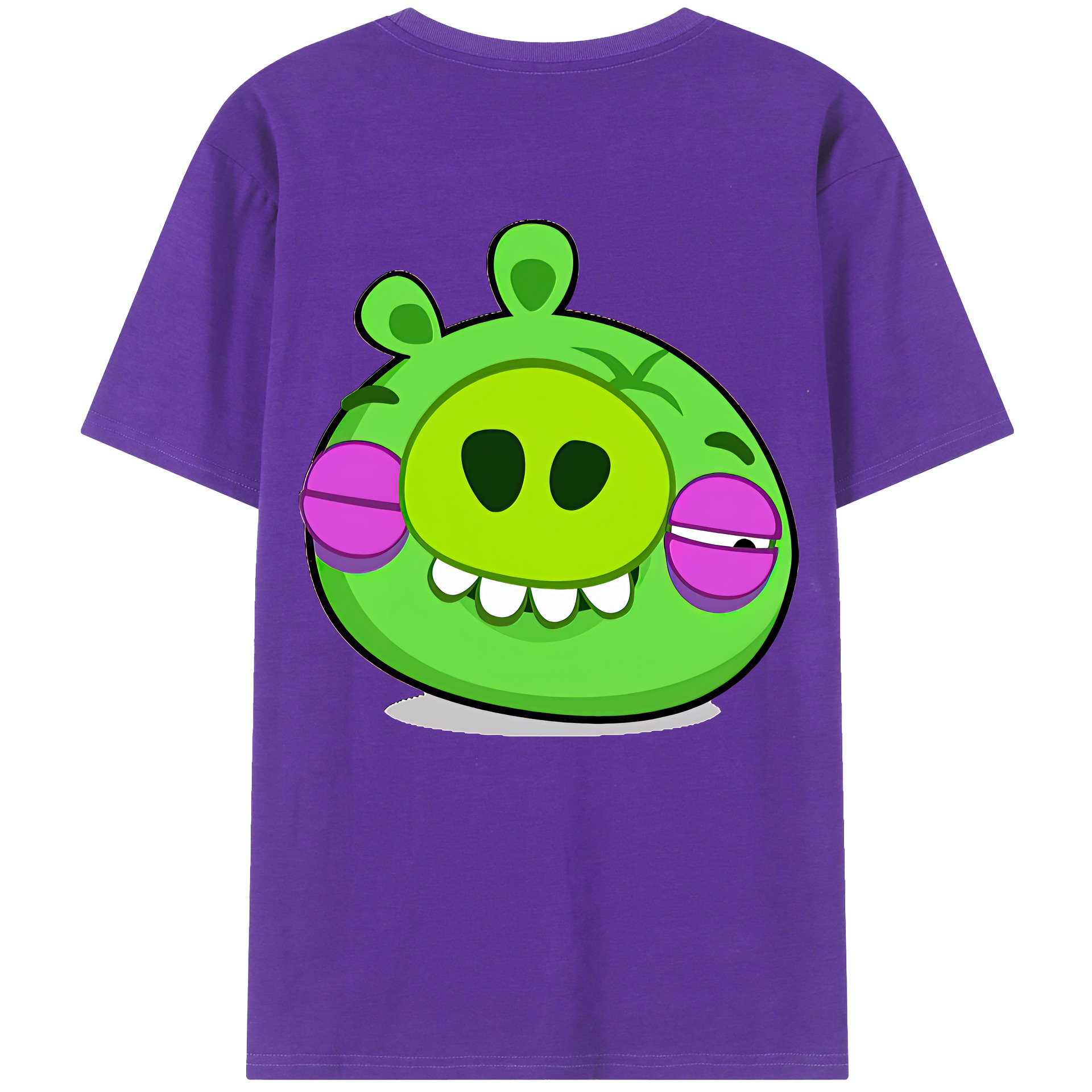 （画像用） Angry Birds アングリーバード 綿100％ メンズ半袖Tシャツ（バックプリント） 通気性