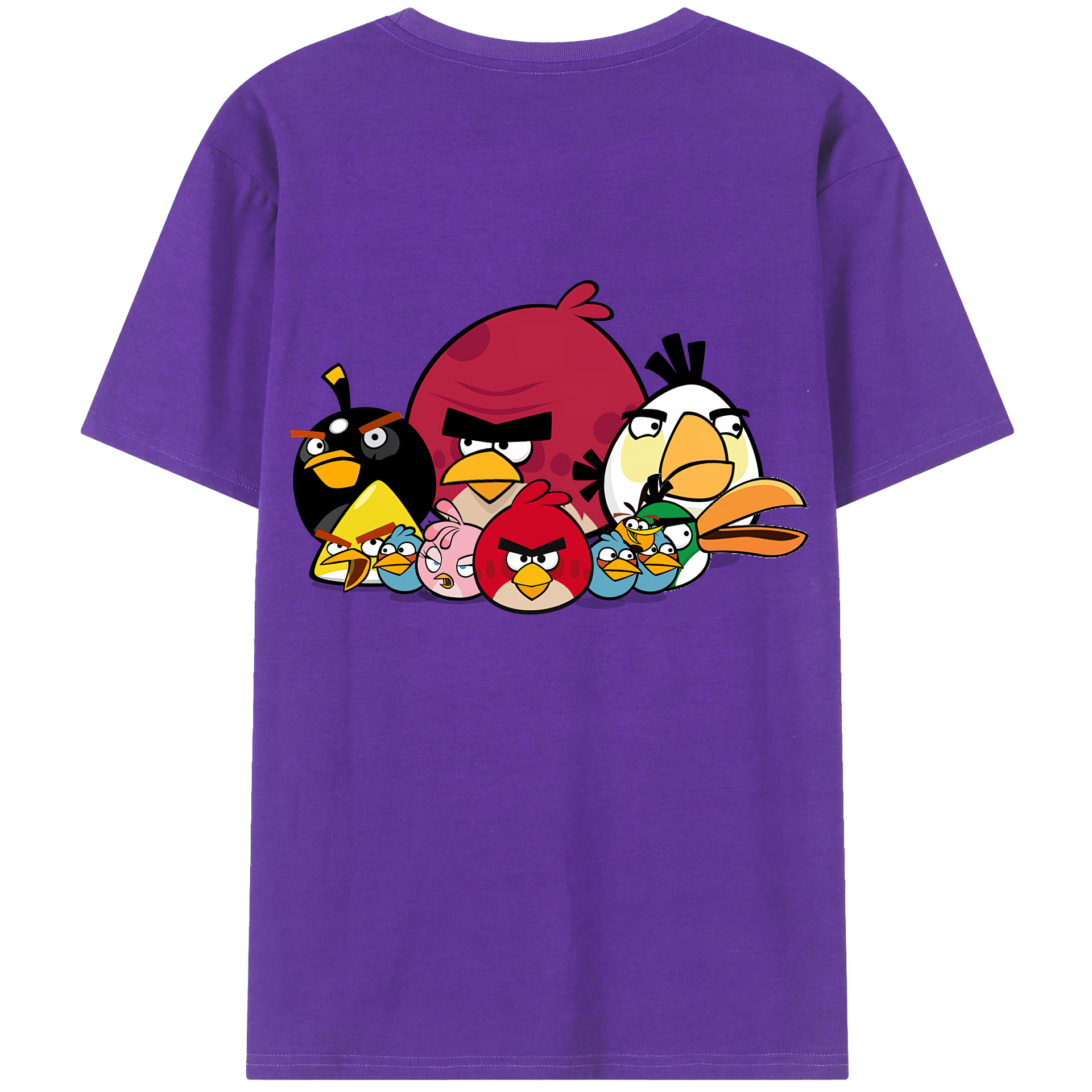 （画像用） Angry Birds アングリーバード 綿100％ メンズ半袖Tシャツ（バックプリント） 通気性