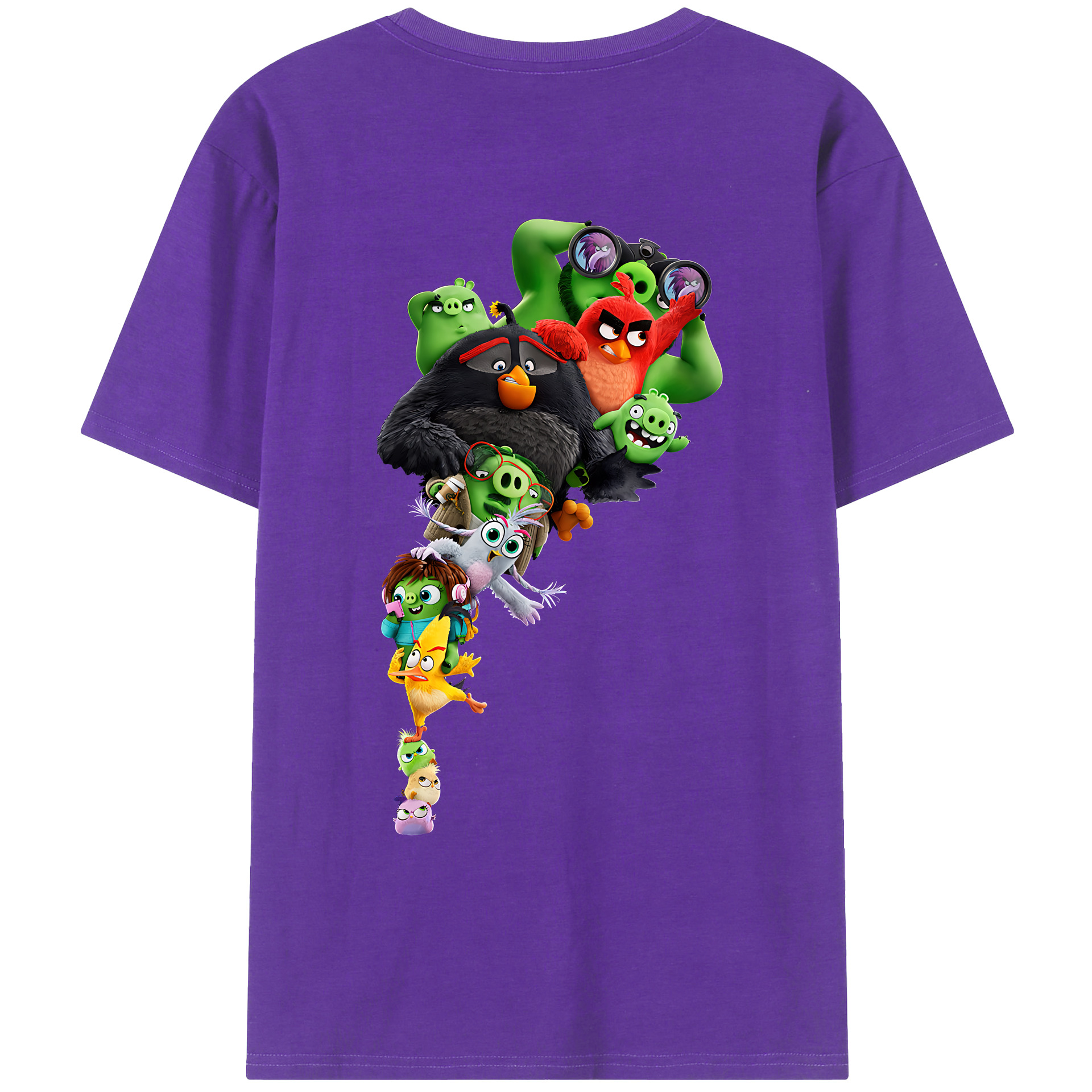 （画像用） Angry Birds アングリーバード 綿100％ メンズ半袖Tシャツ（バックプリント） 通気性