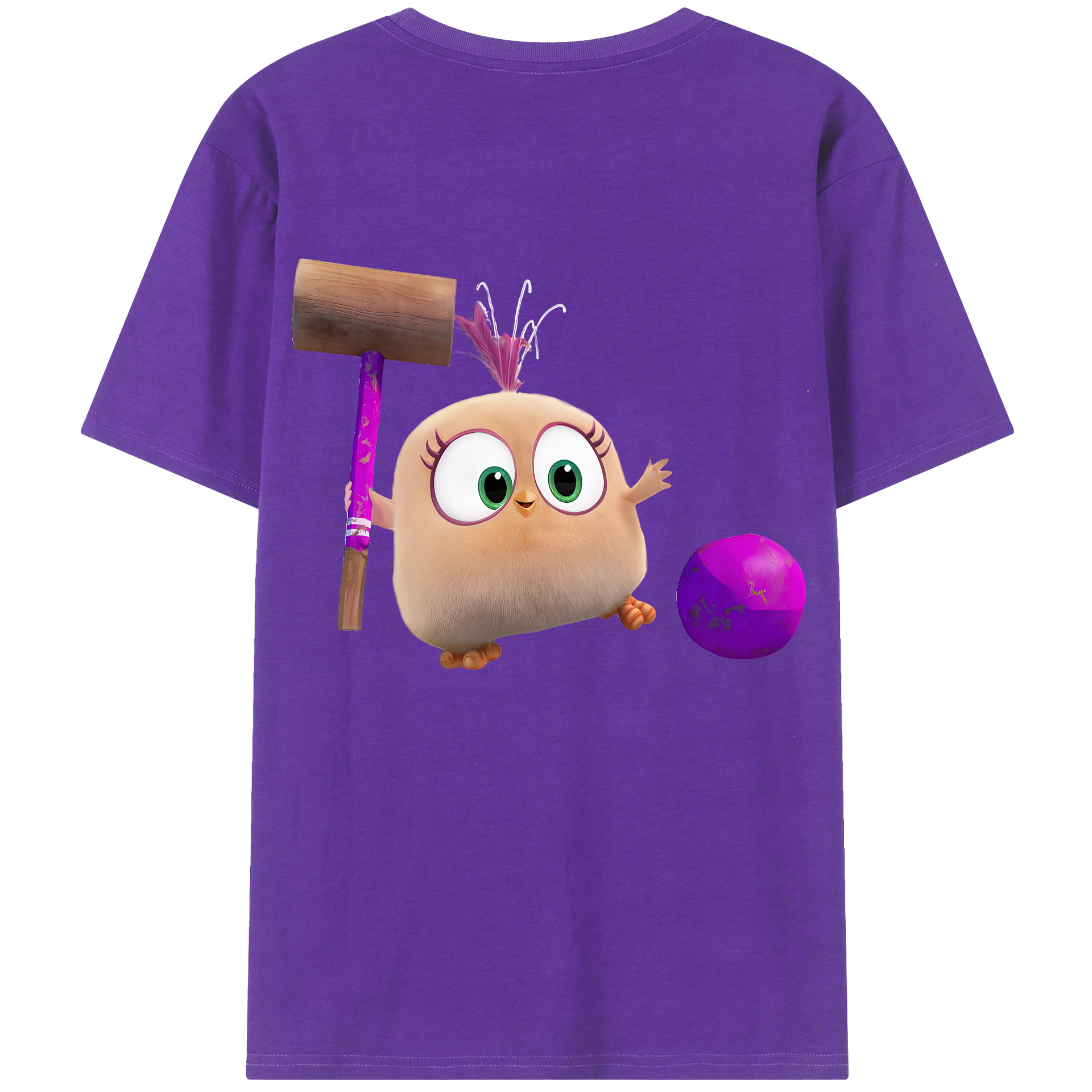 （画像用） Angry Birds アングリーバード 綿100％ メンズ半袖Tシャツ（バックプリント） 通気性
