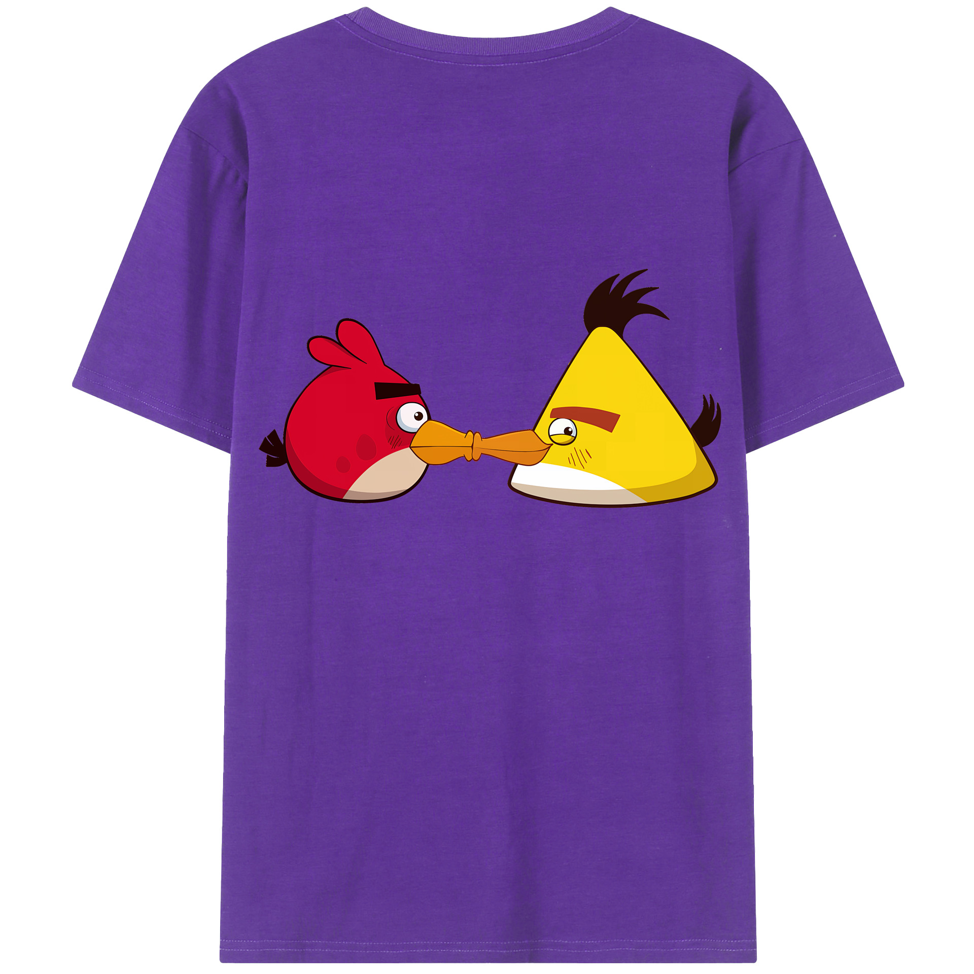 （画像用） Angry Birds アングリーバード 綿100％ メンズ半袖Tシャツ（バックプリント） 通気性