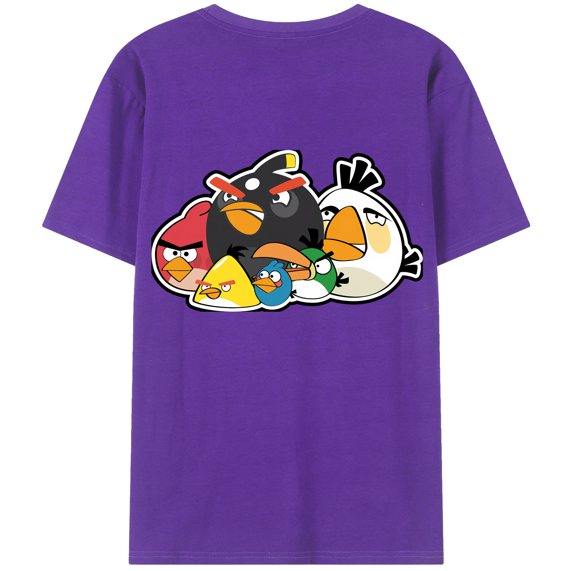 （画像用） Angry Birds アングリーバード 綿100％ メンズ半袖Tシャツ（バックプリント） 通気性