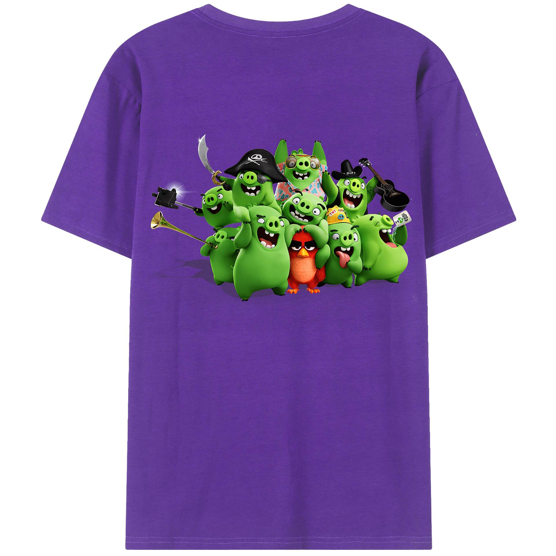 （画像用） Angry Birds アングリーバード 綿100％ メンズ半袖Tシャツ（バックプリント） 通気性
