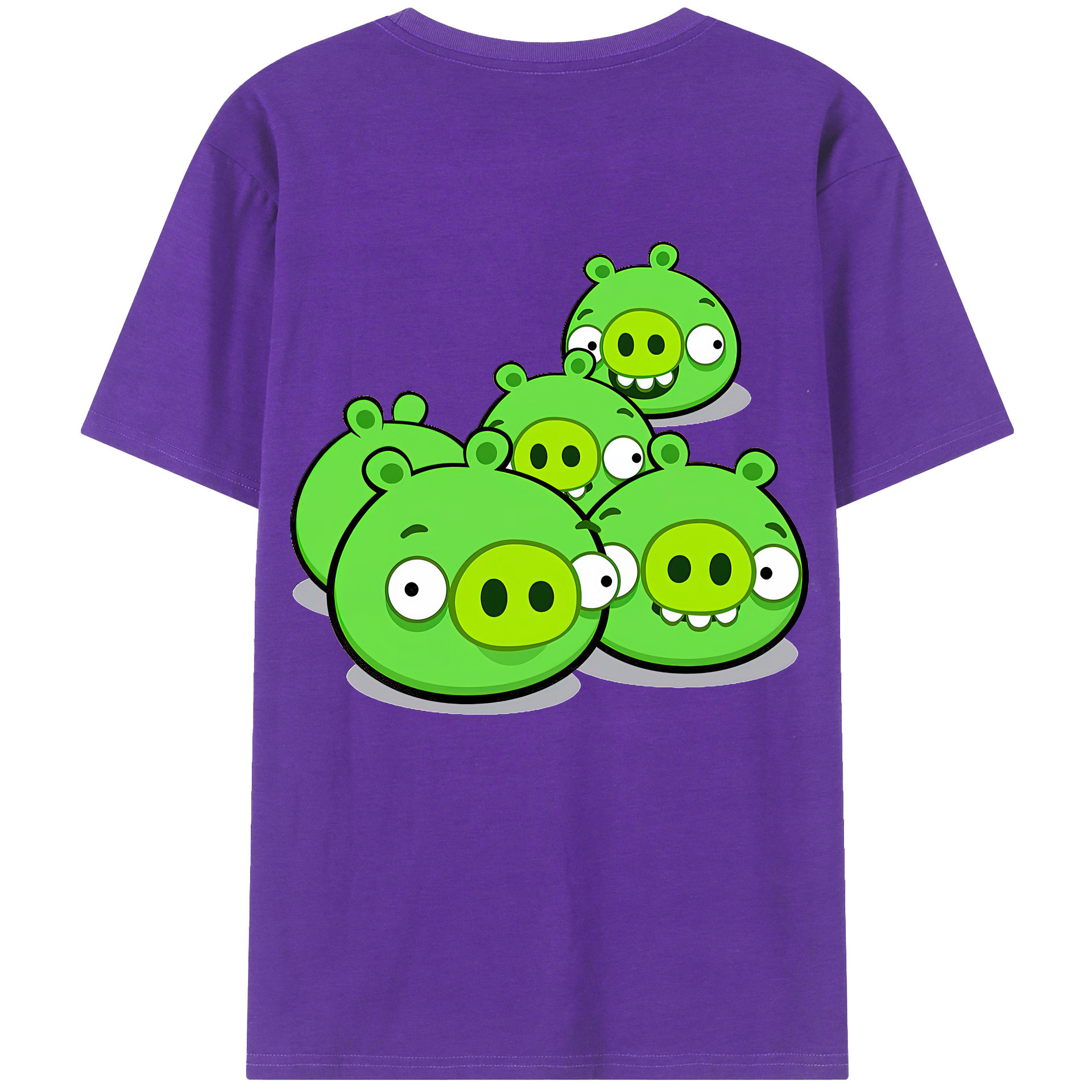 （画像用） Angry Birds アングリーバード 綿100％ メンズ半袖Tシャツ（バックプリント） 通気性