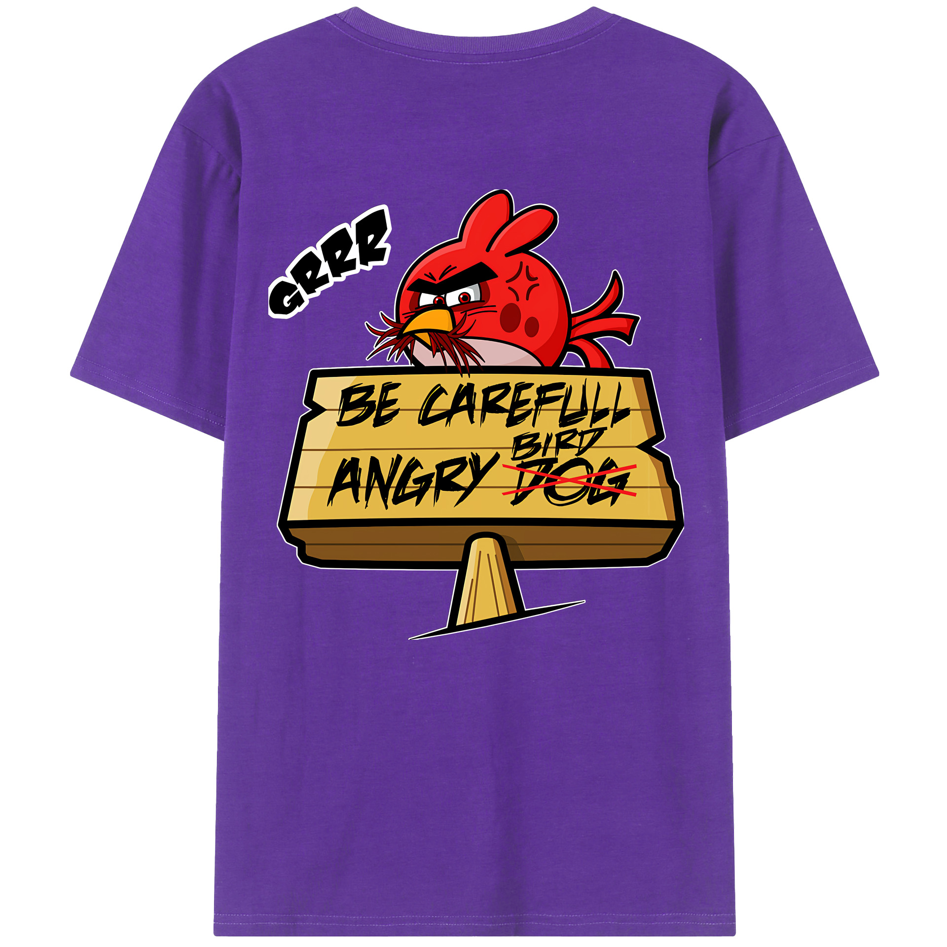 （画像用） Angry Birds アングリーバード 綿100％ メンズ半袖Tシャツ（バックプリント） 通気性