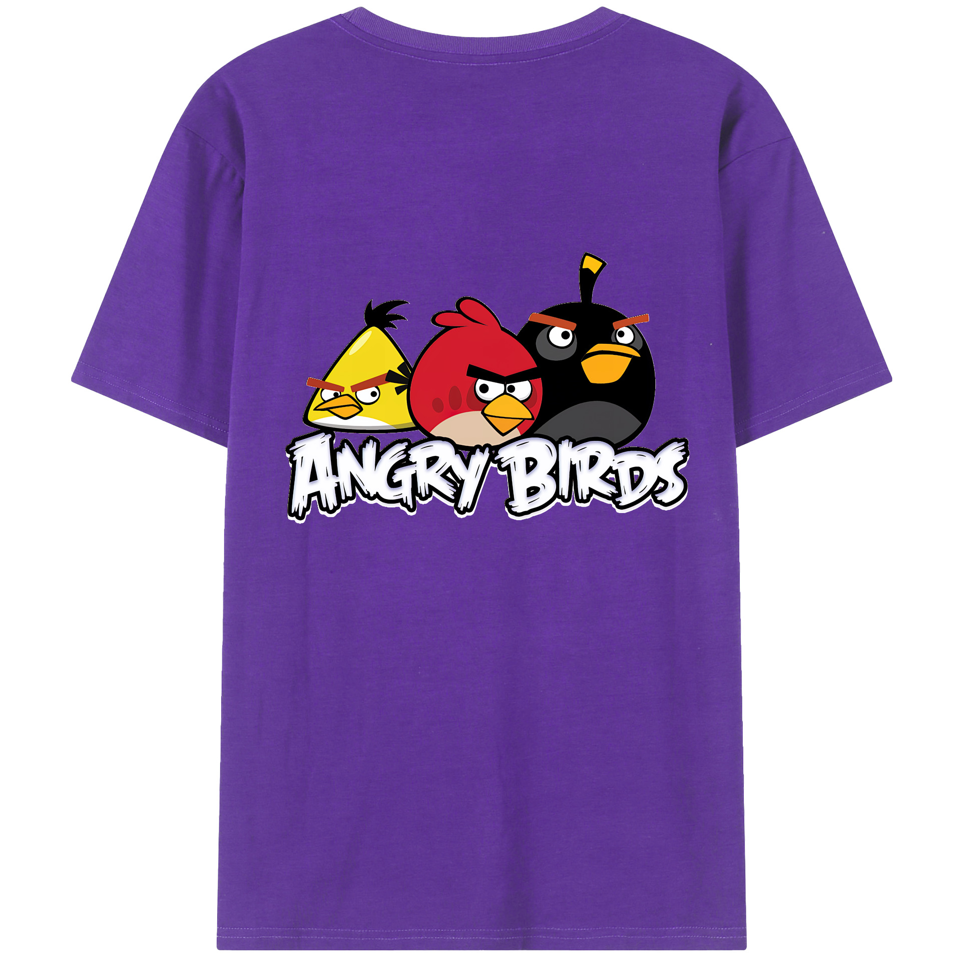 （画像用） Angry Birds アングリーバード 綿100％ メンズ半袖Tシャツ（バックプリント） 通気性