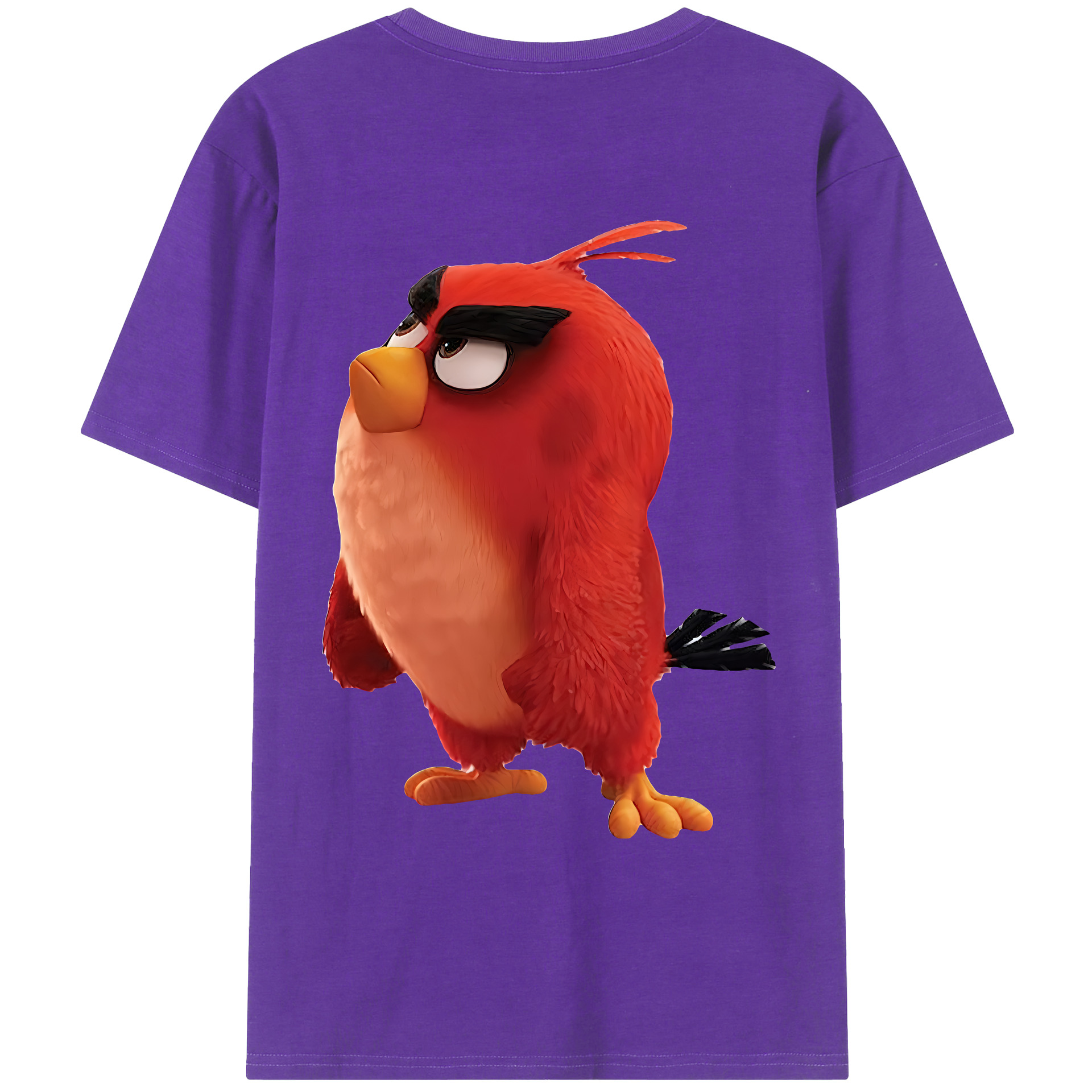 （画像用） Angry Birds アングリーバード 綿100％ メンズ半袖Tシャツ（バックプリント） 通気性