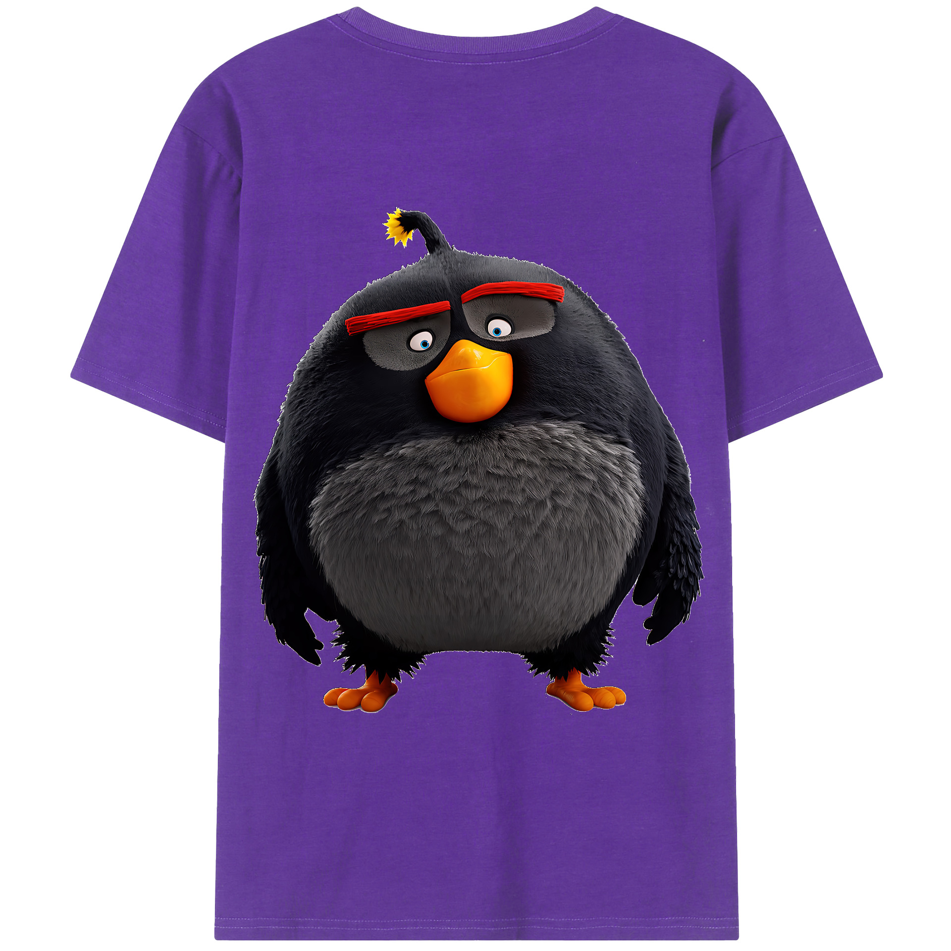 （画像用） Angry Birds アングリーバード 綿100％ メンズ半袖Tシャツ（バックプリント） 通気性
