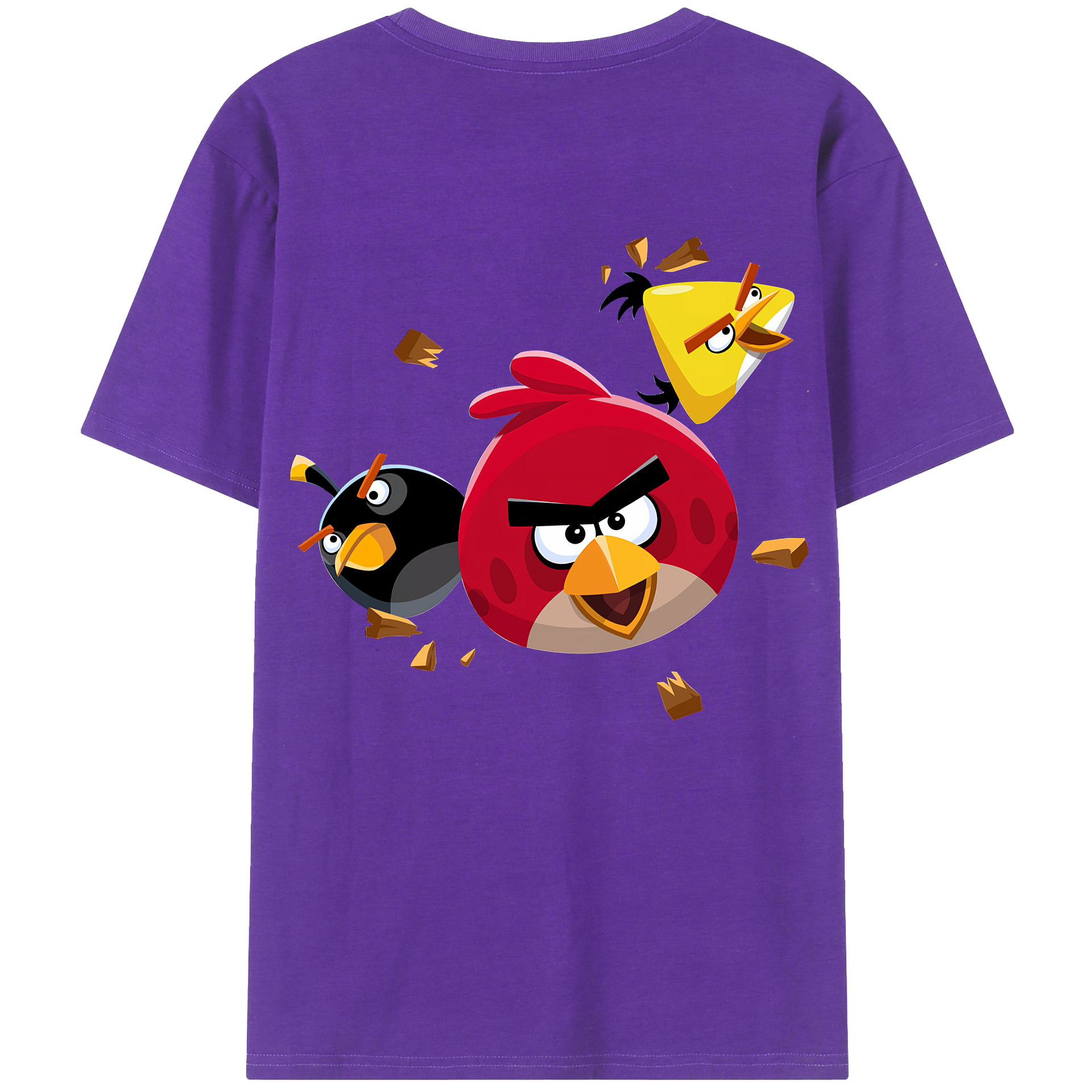 （画像用） Angry Birds アングリーバード 綿100％ メンズ半袖Tシャツ（バックプリント） 通気性