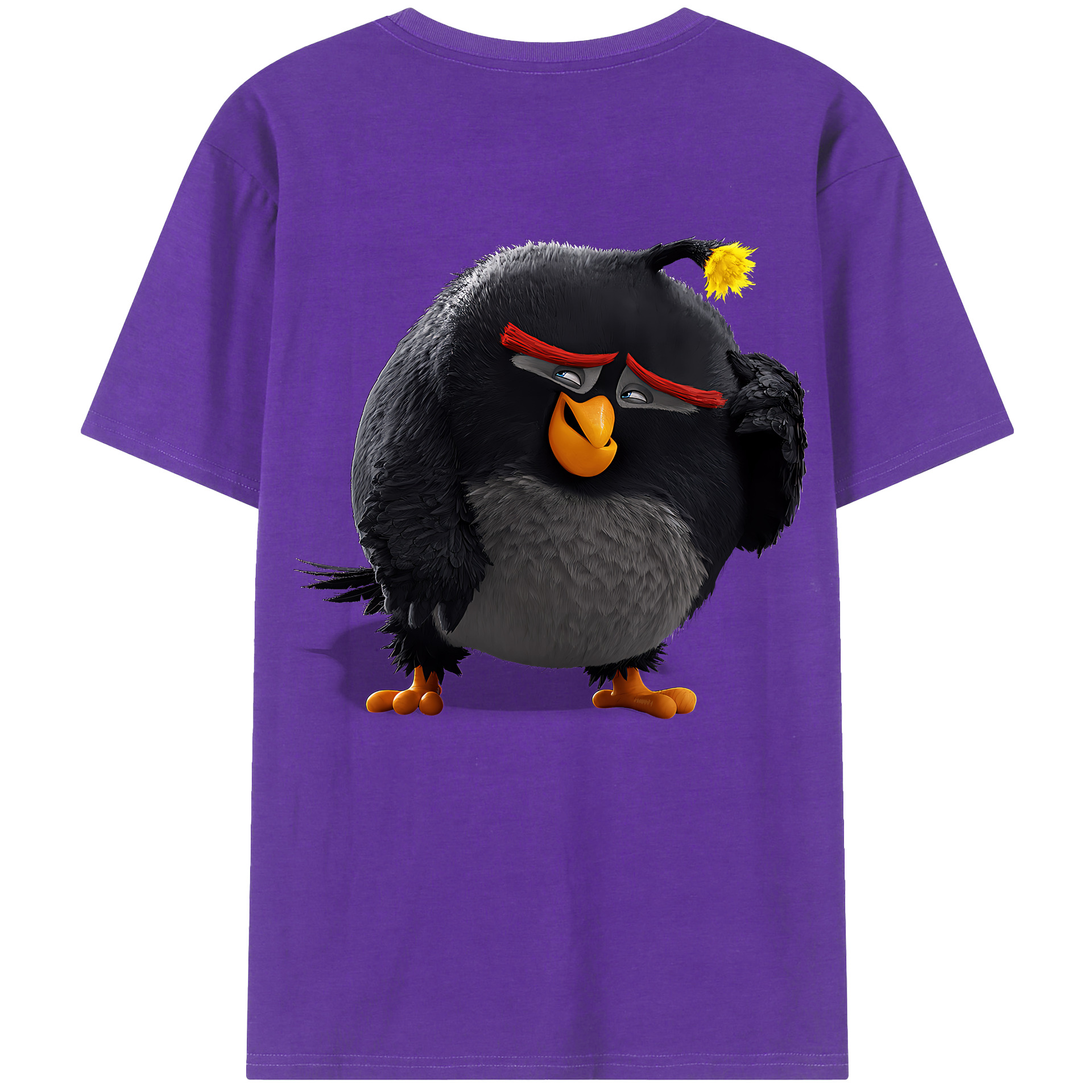 （画像用） Angry Birds アングリーバード 綿100％ メンズ半袖Tシャツ（バックプリント） 通気性