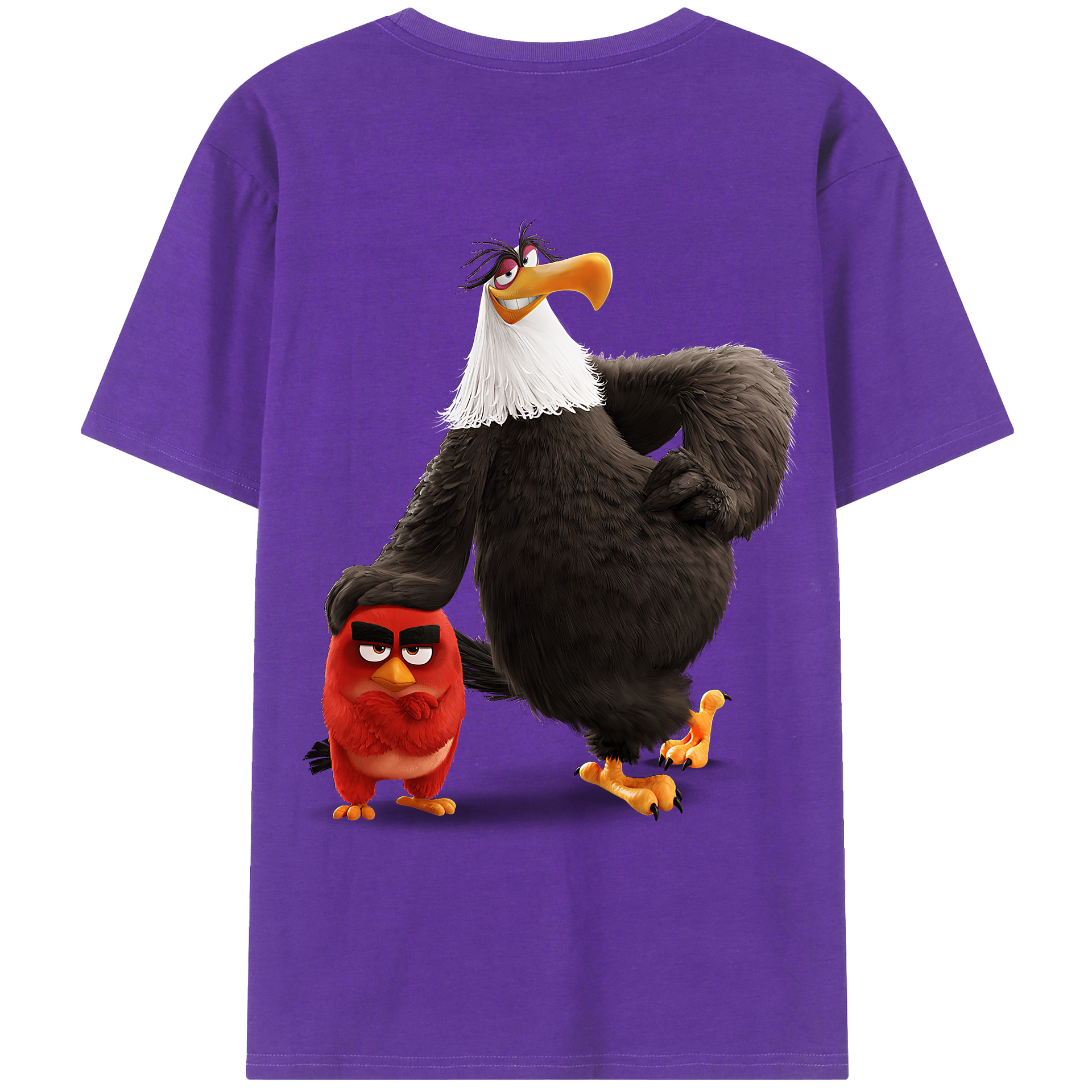 （画像用） Angry Birds アングリーバード 綿100％ メンズ半袖Tシャツ（バックプリント） 通気性