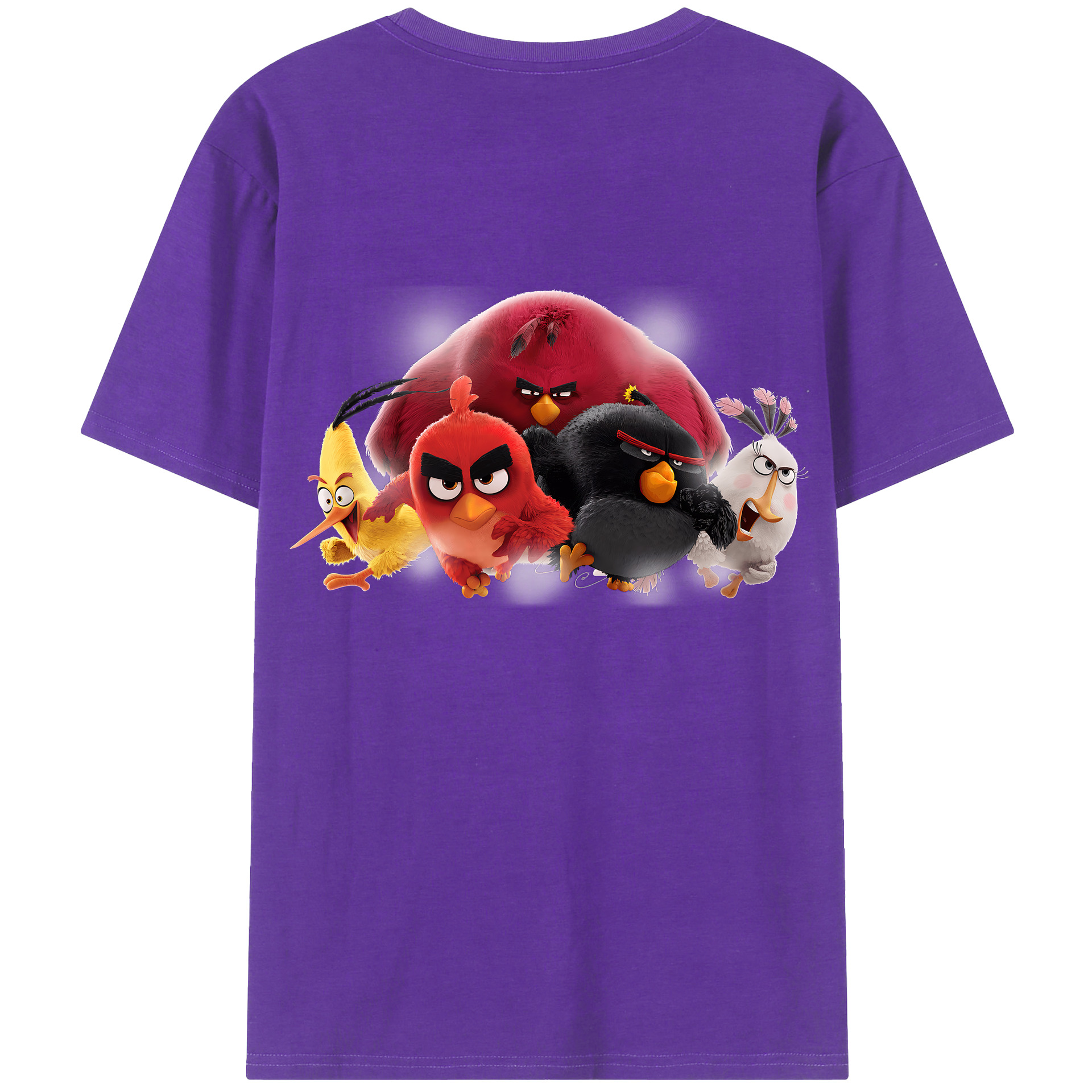 （画像用） Angry Birds アングリーバード 綿100％ メンズ半袖Tシャツ（バックプリント） 通気性