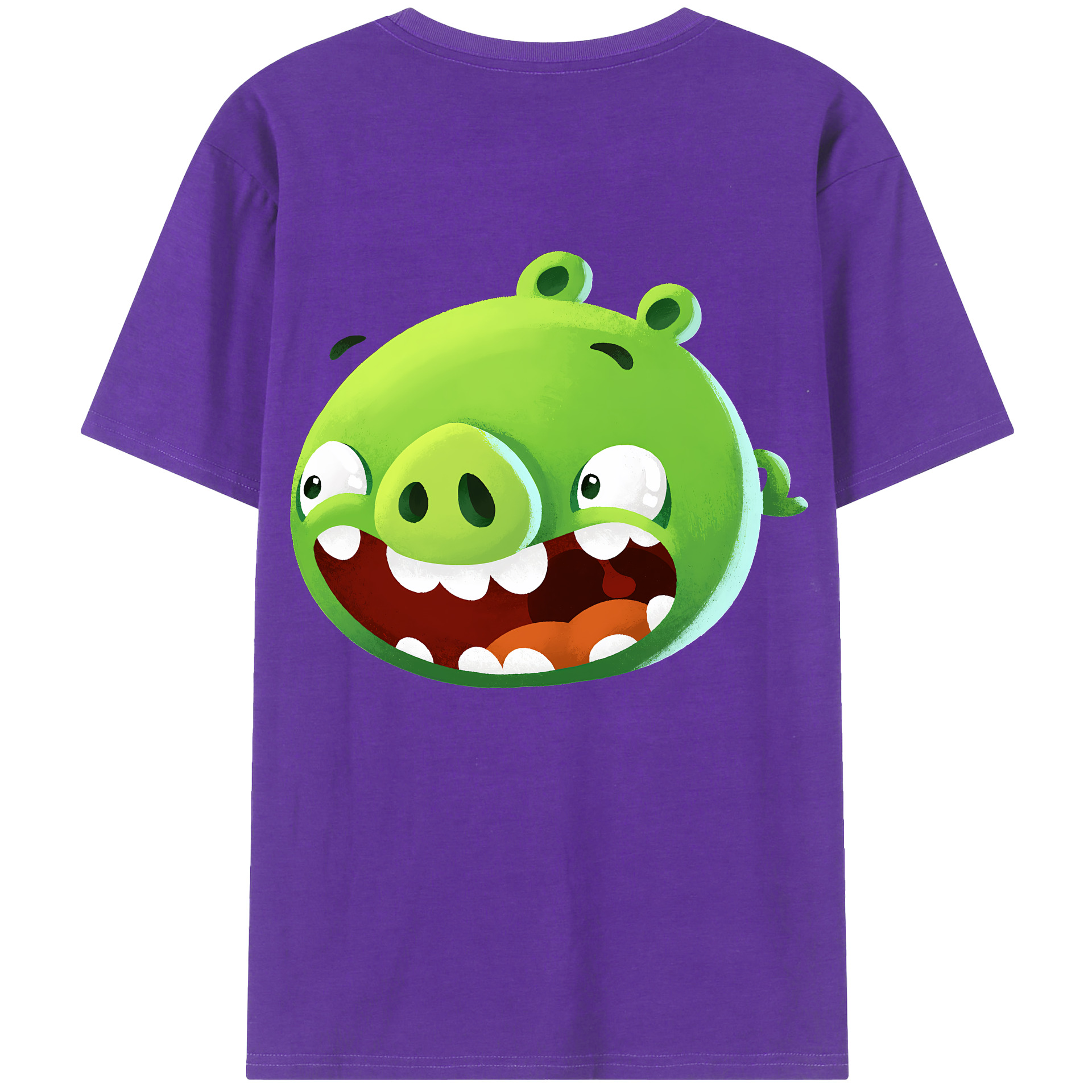 （画像用） Angry Birds アングリーバード 綿100％ メンズ半袖Tシャツ（バックプリント） 通気性