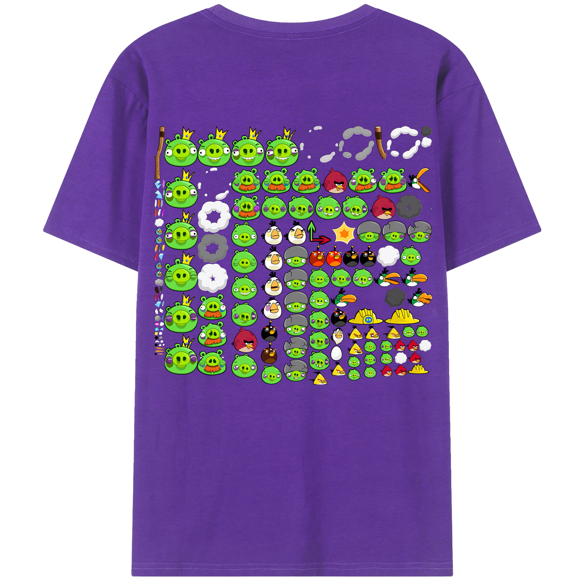 （画像用） Angry Birds アングリーバード 綿100％ メンズ半袖Tシャツ（バックプリント） 通気性