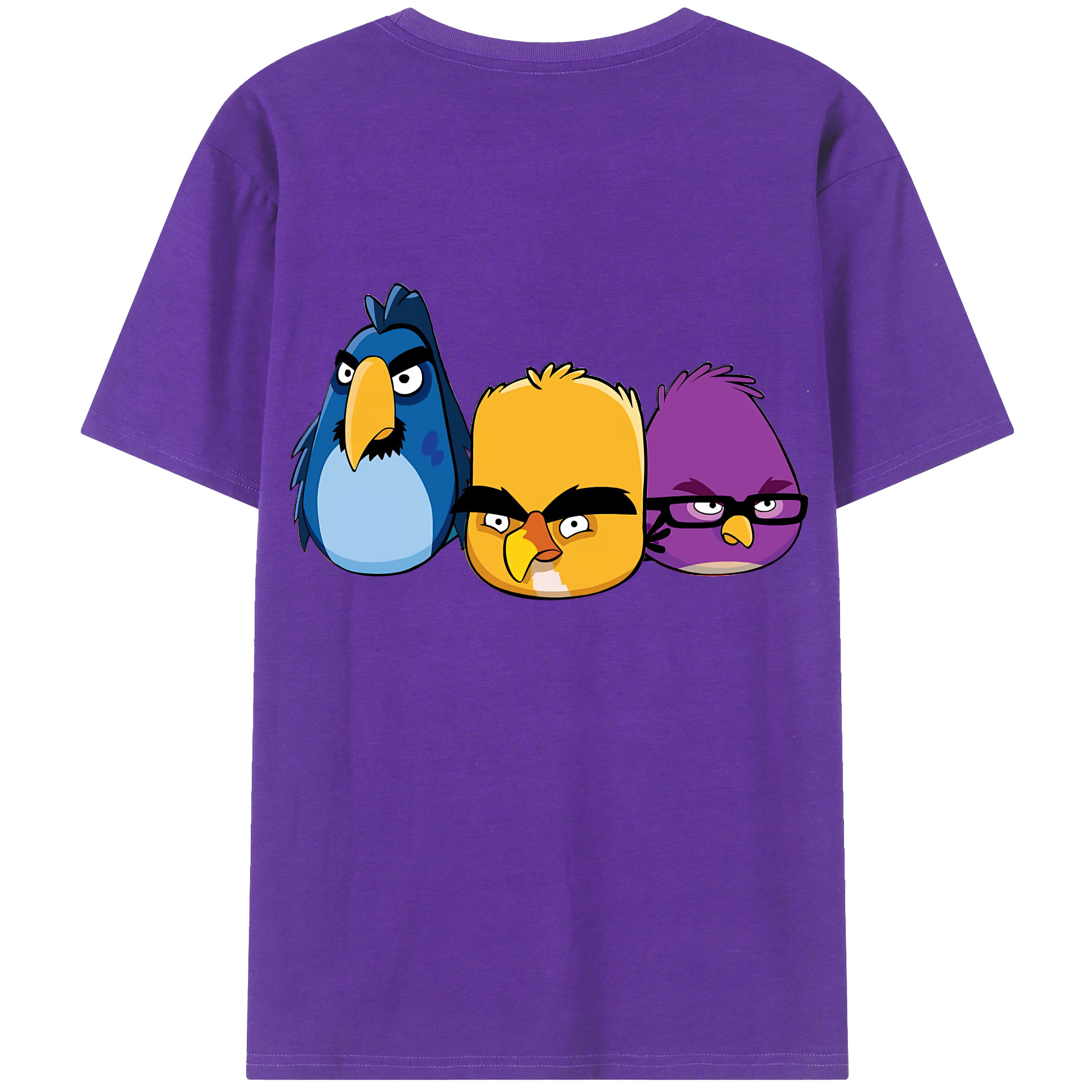 （画像用） Angry Birds アングリーバード 綿100％ メンズ半袖Tシャツ（バックプリント） 通気性