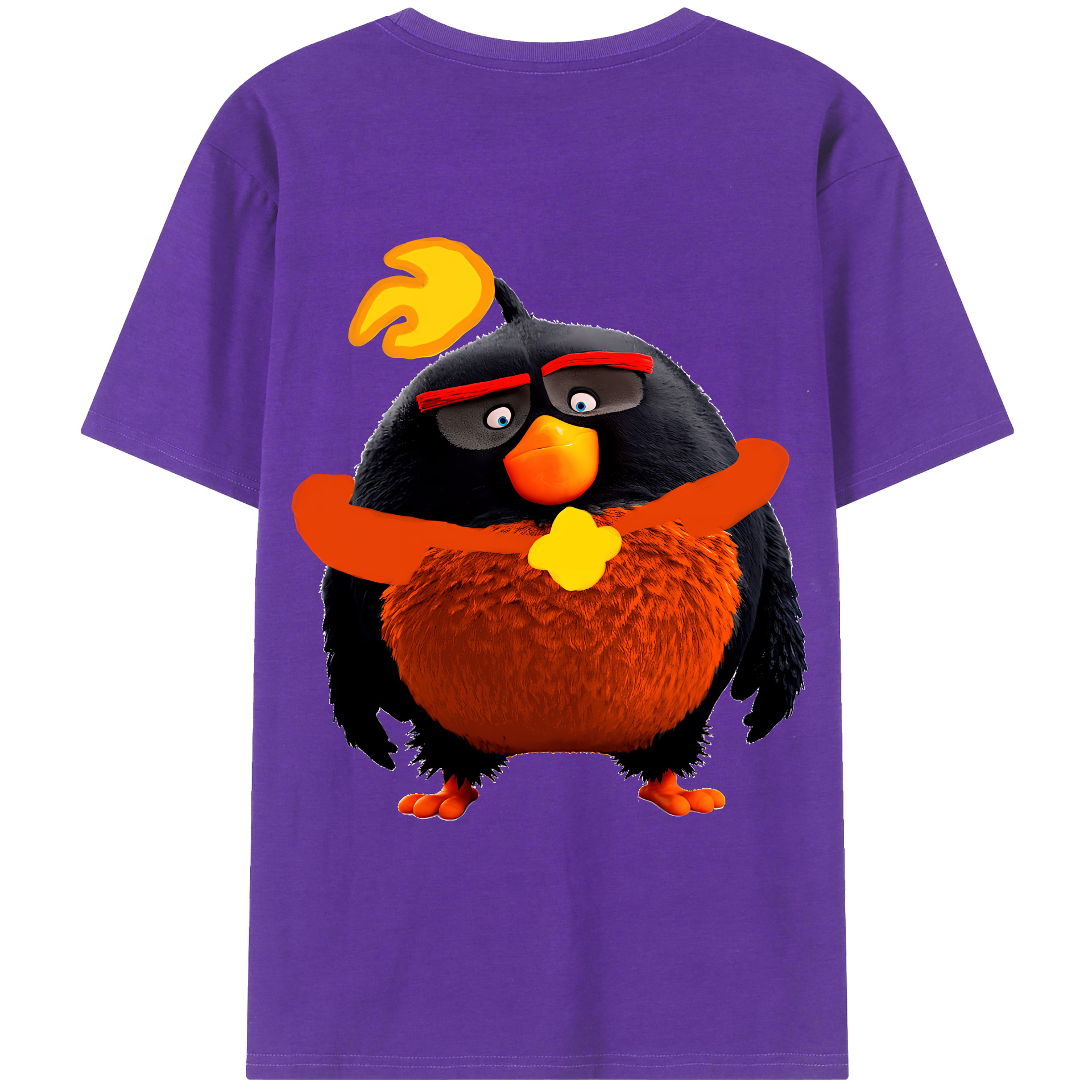 （画像用） Angry Birds アングリーバード 綿100％ メンズ半袖Tシャツ（バックプリント） 通気性