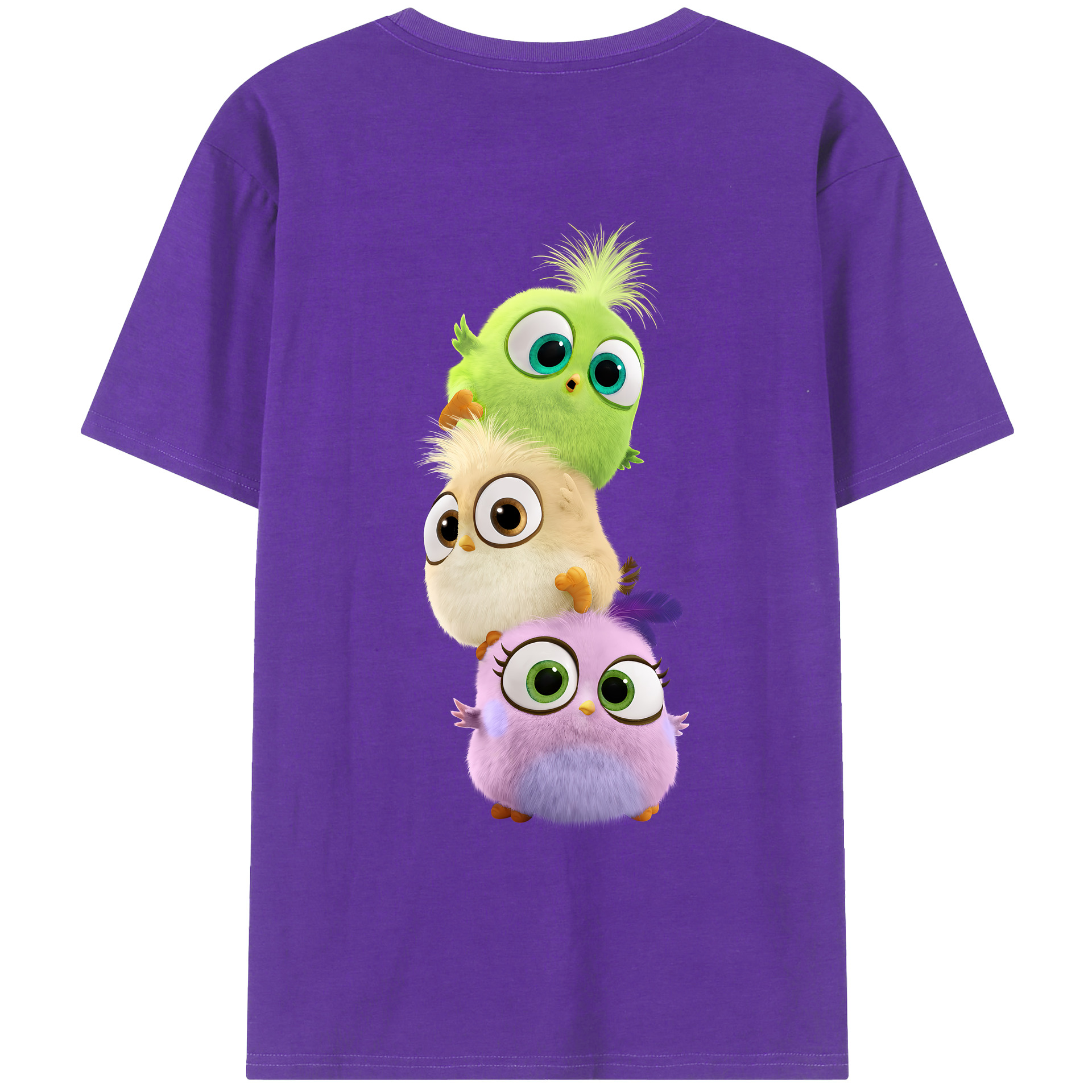 （画像用） Angry Birds アングリーバード 綿100％ メンズ半袖Tシャツ（バックプリント） 通気性