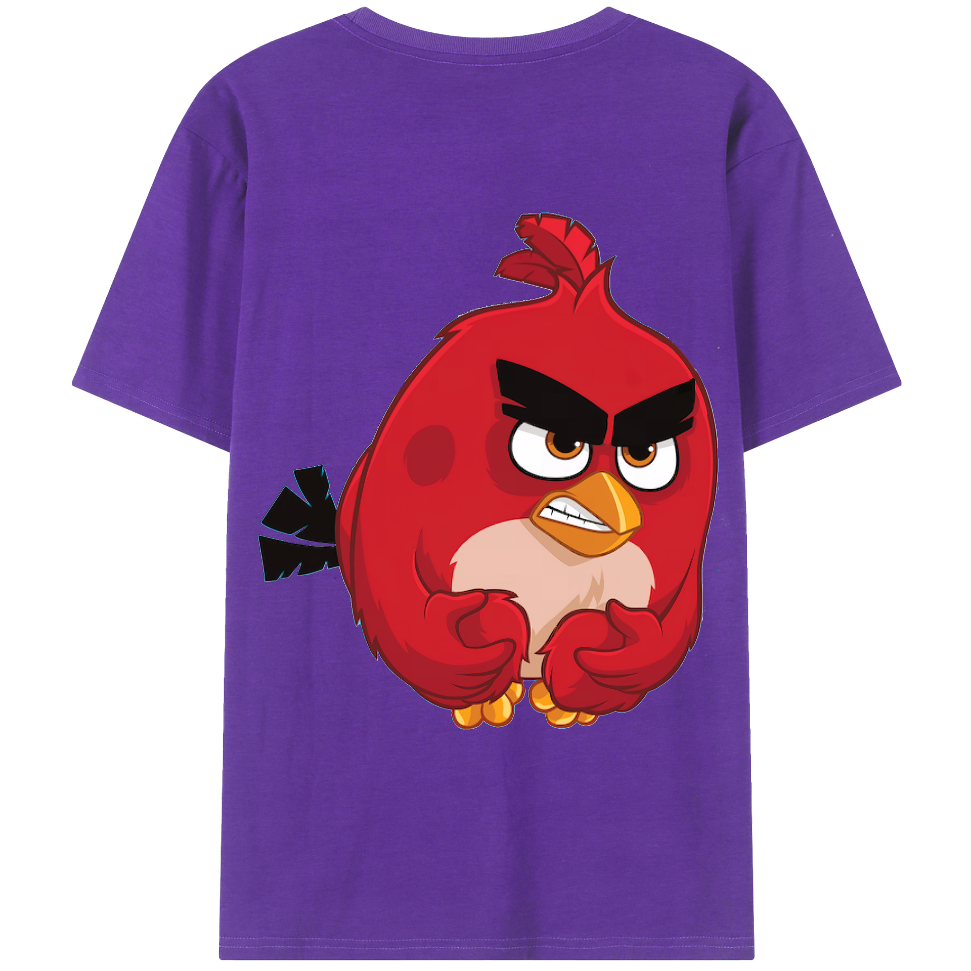 （画像用） Angry Birds アングリーバード 綿100％ メンズ半袖Tシャツ（バックプリント） 通気性